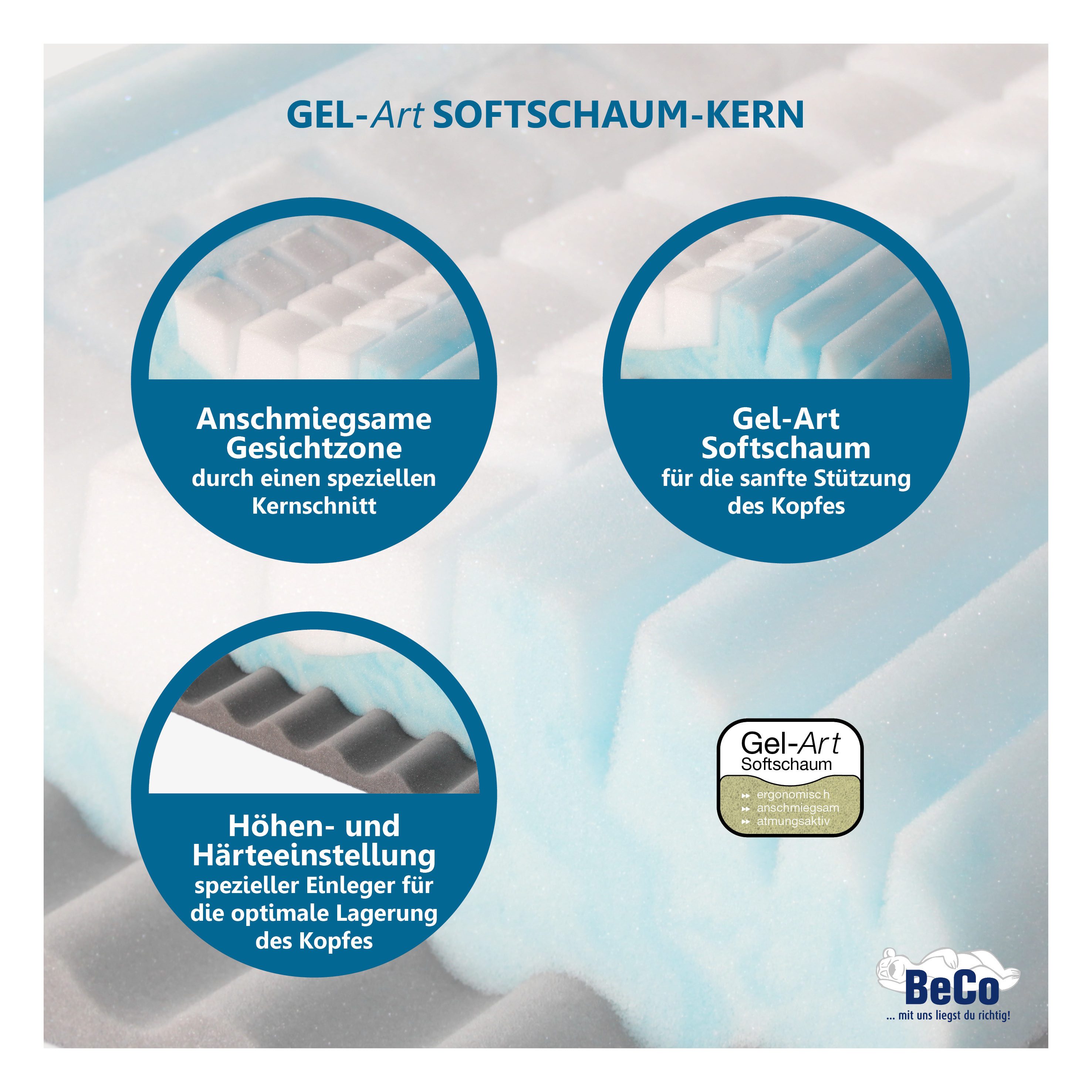 Beco Nackenstützkissen VarioMed, Bezug: Doppeltuch, Kern aus Gelschaum & Gesundheitsprodukt nach ZPmed® – Bild 3 von 5