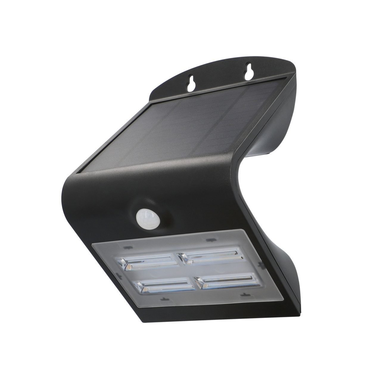 UNITEC Wandstrahler UniTec LED Solar-Wandleuchte schwarz mit, Inkl. Leuchtmittel, Nicht dimmbar ohne Bewegungsmelder