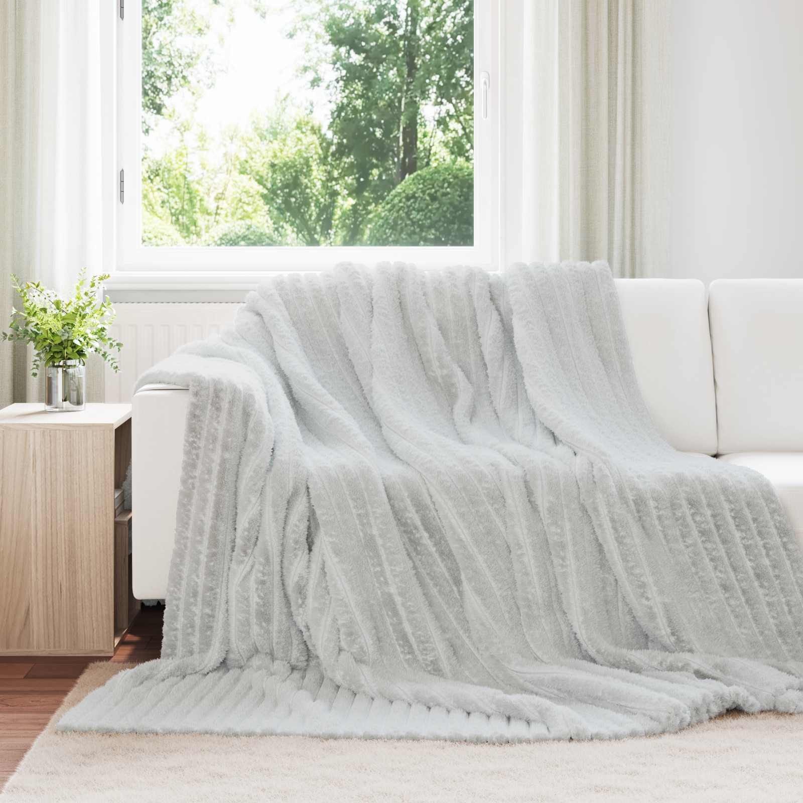 vidaXL Bettüberwurf Überwurfdecke Grau 240 x 220 cm Fleece