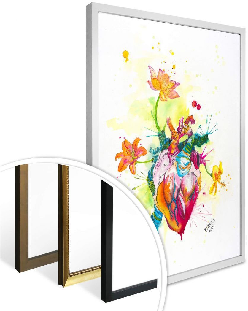Heart, Poster, Wandbild, Wandposter (1 Wall-Art Nature Poster Beating St), Bild, Schriftzug