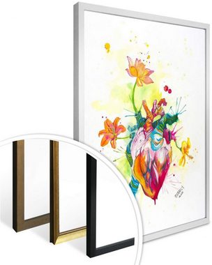 Wall-Art Poster Nature Beating Heart, Schriftzug (1 St), Poster ohne Bilderrahmen