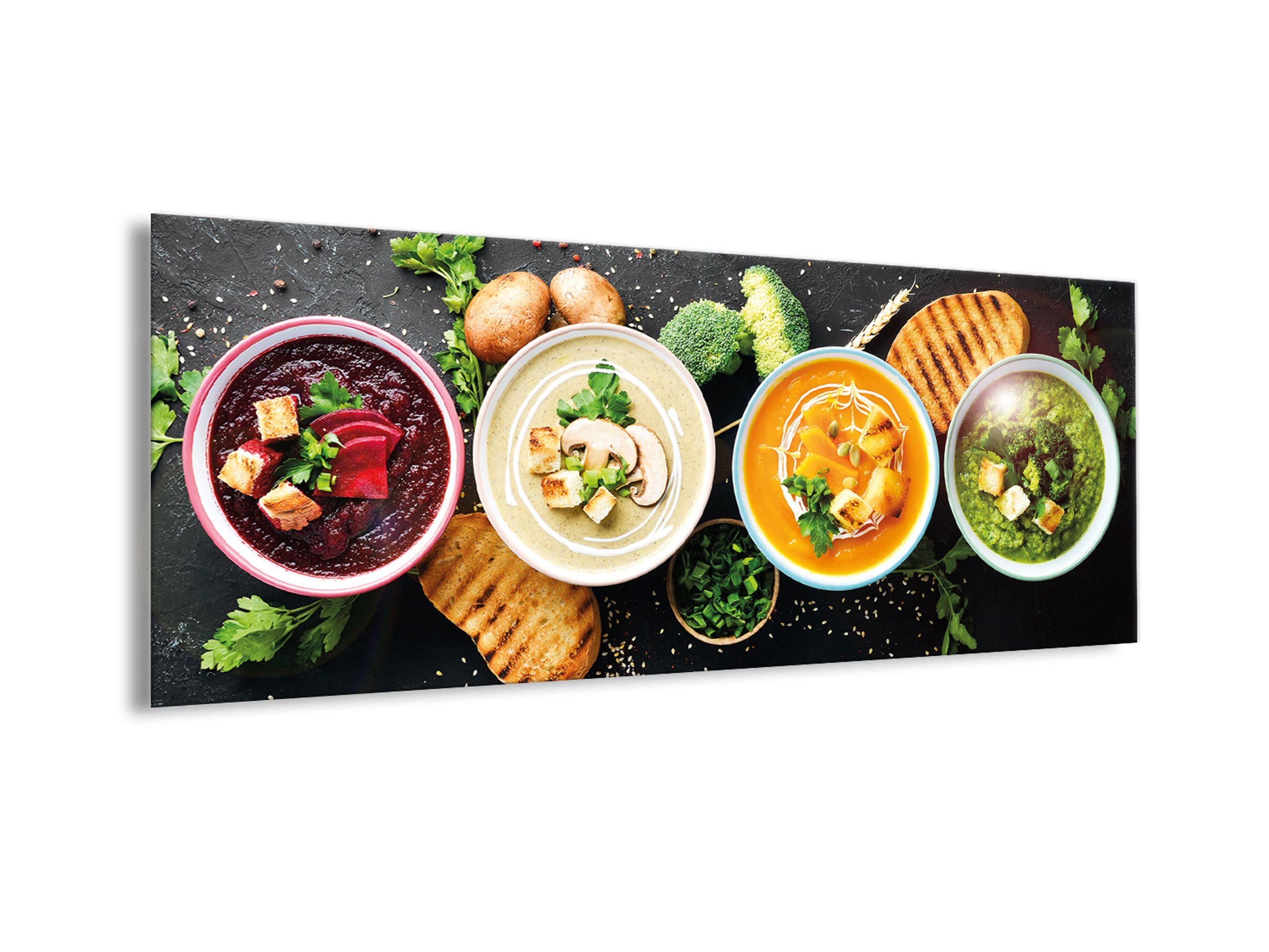 artissimo Glasbild 80x30cm aus Gemüse, Bild Küche Food-Fotografie: Orientalische Essen Glasbild Suppen Küchenbild Glas bunt