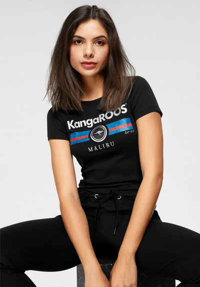 KangaROOS T-Shirt mit Label Metallic Print