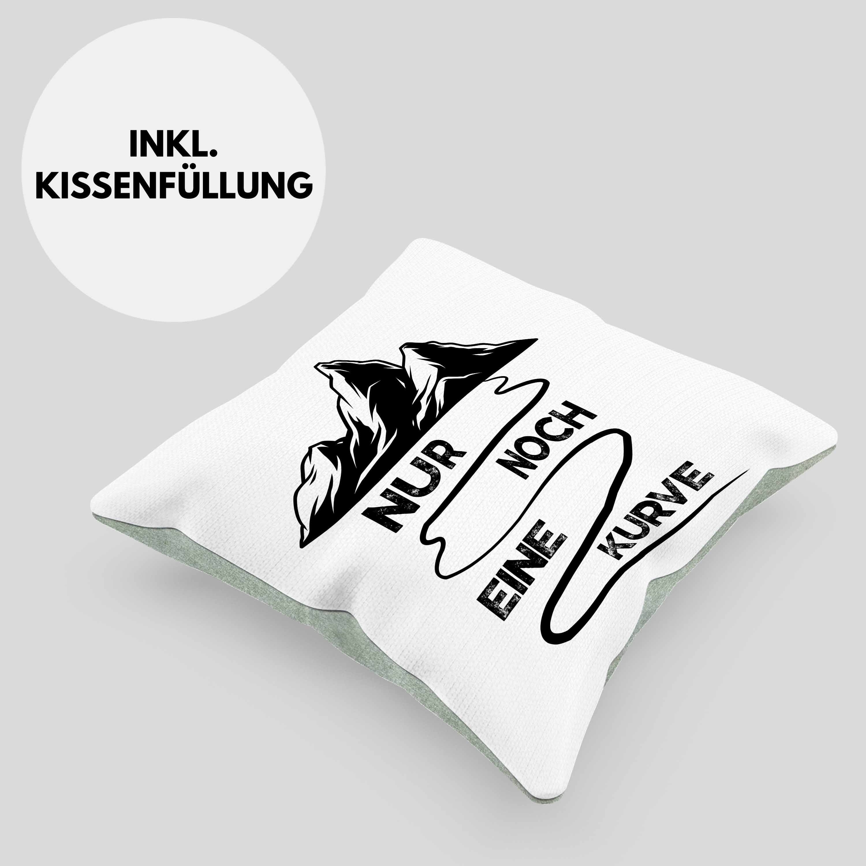 Trendation Dekokissen Trendation - Geschenke Dekokissen Kissen mit Kurve Berge Wandern Grün Geschenk Alpen 40x40 Wanderer Noch Geschenkidee Eine Nur Füllung