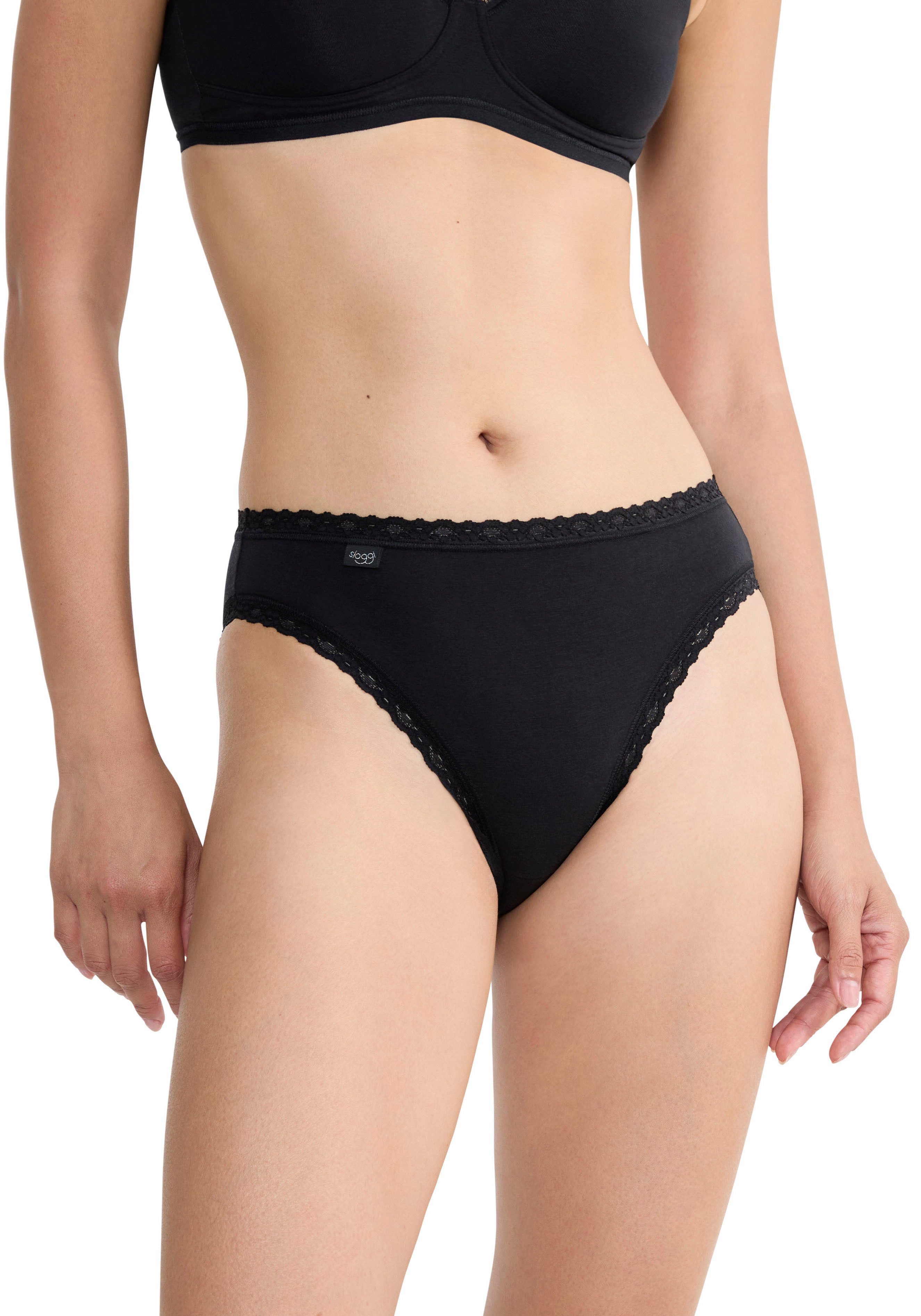sloggi Taillenslip 24/7 Cotton Lace (3er Pack) mit edler Spitze und flachen Nähten