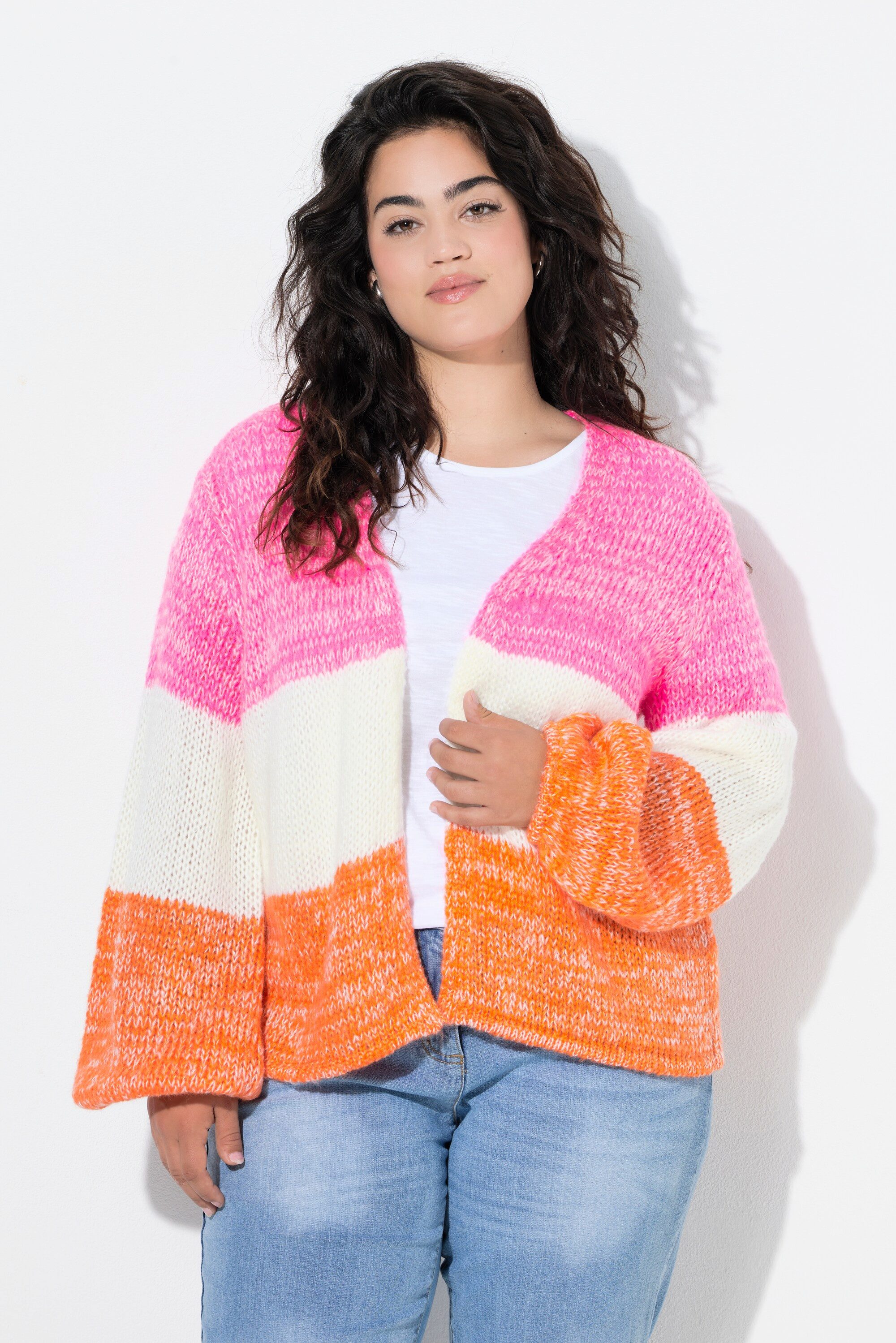 Angel of Style Strickjacke Strickjacke offen Straight Fit Streifen