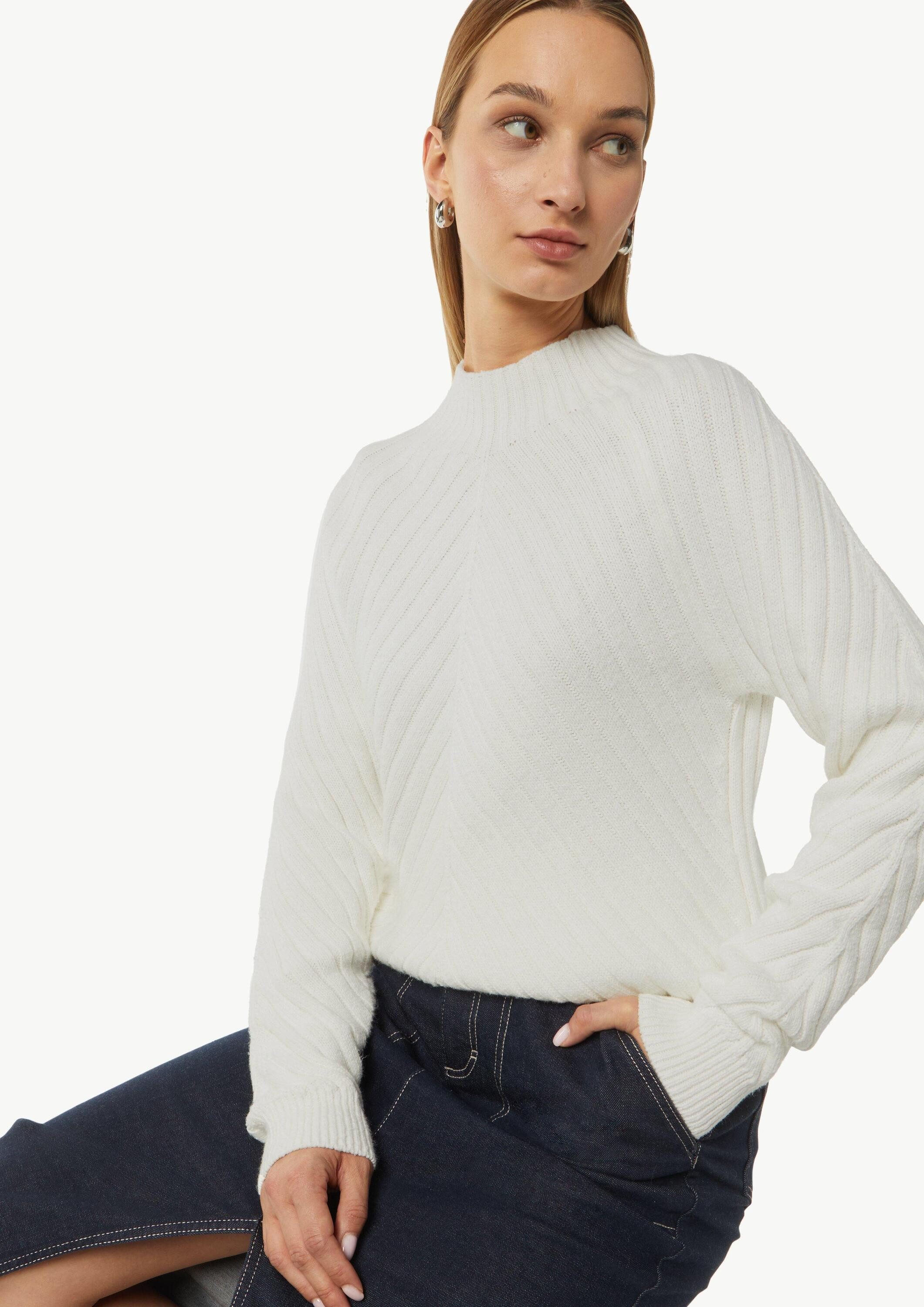 comma Longpullover Strickpullover Pullover mit Strickmuster aus Baumwollmix