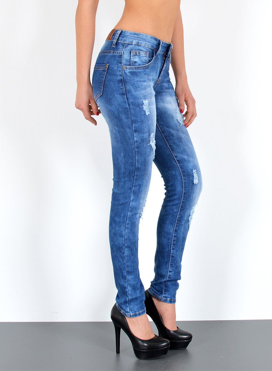 ESRA Skinny-fit-Jeans Jeans Skinny Damen Hose Enger hohe Bund-Höhe Damen Je günstig online kaufen