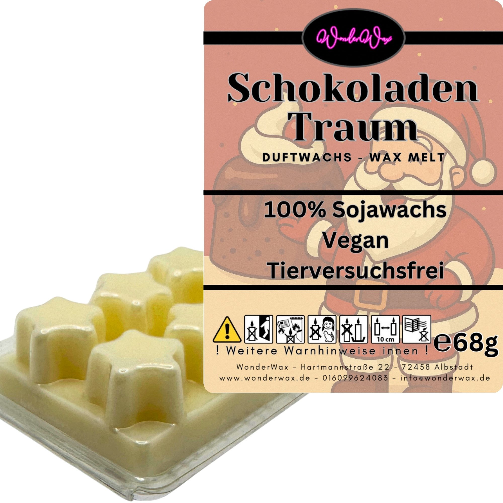 WonderWax Duftwachs WonderWax® Duftwachs Weihnachten 6 Sterne, (Schokoladentraum), Duftrichtung: Schokoladentraum