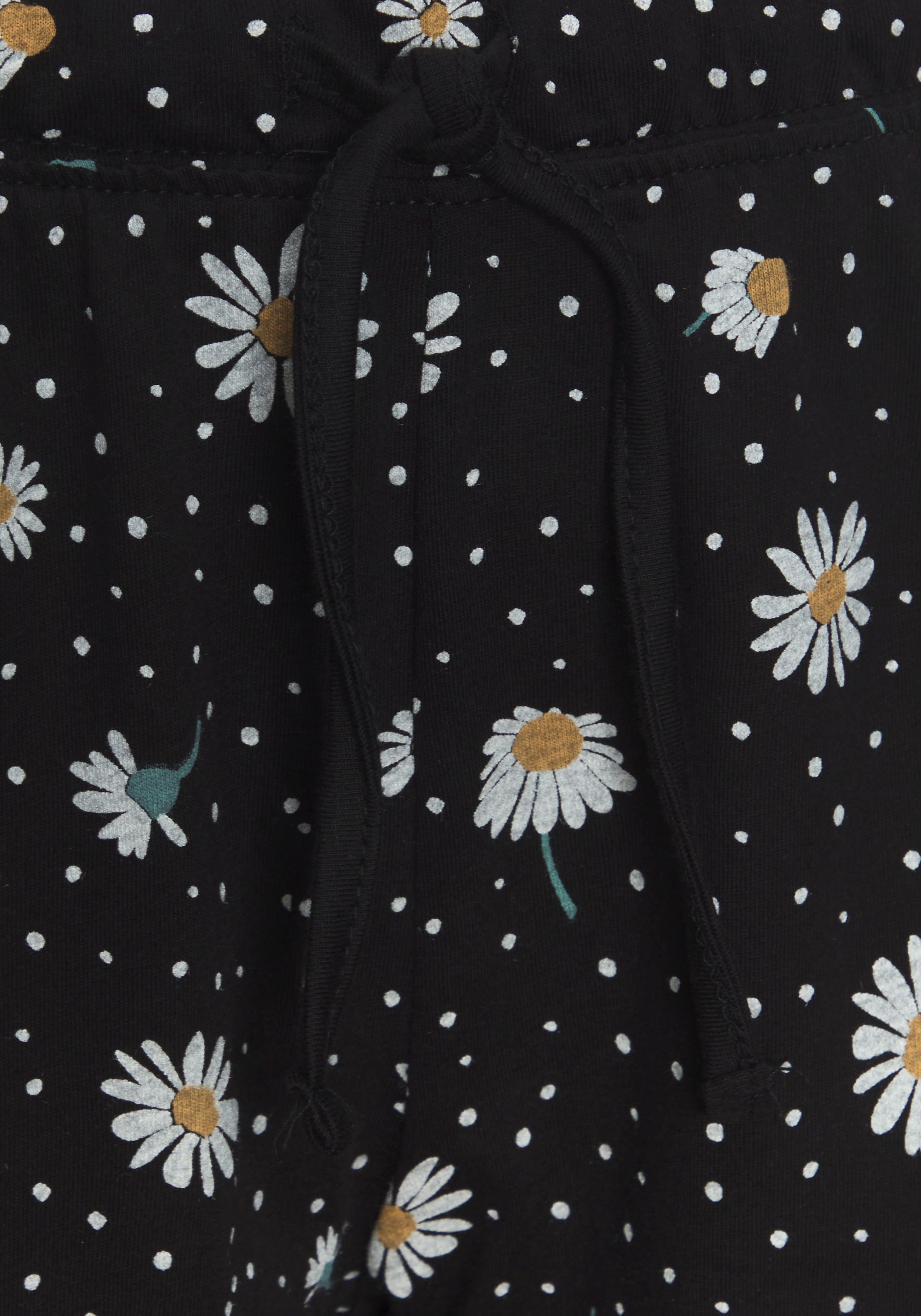 Vivance Dreams Pyjama tlg., (2 schwarz-gemustert mit Gänseblümchen-Druck 1 Stück)