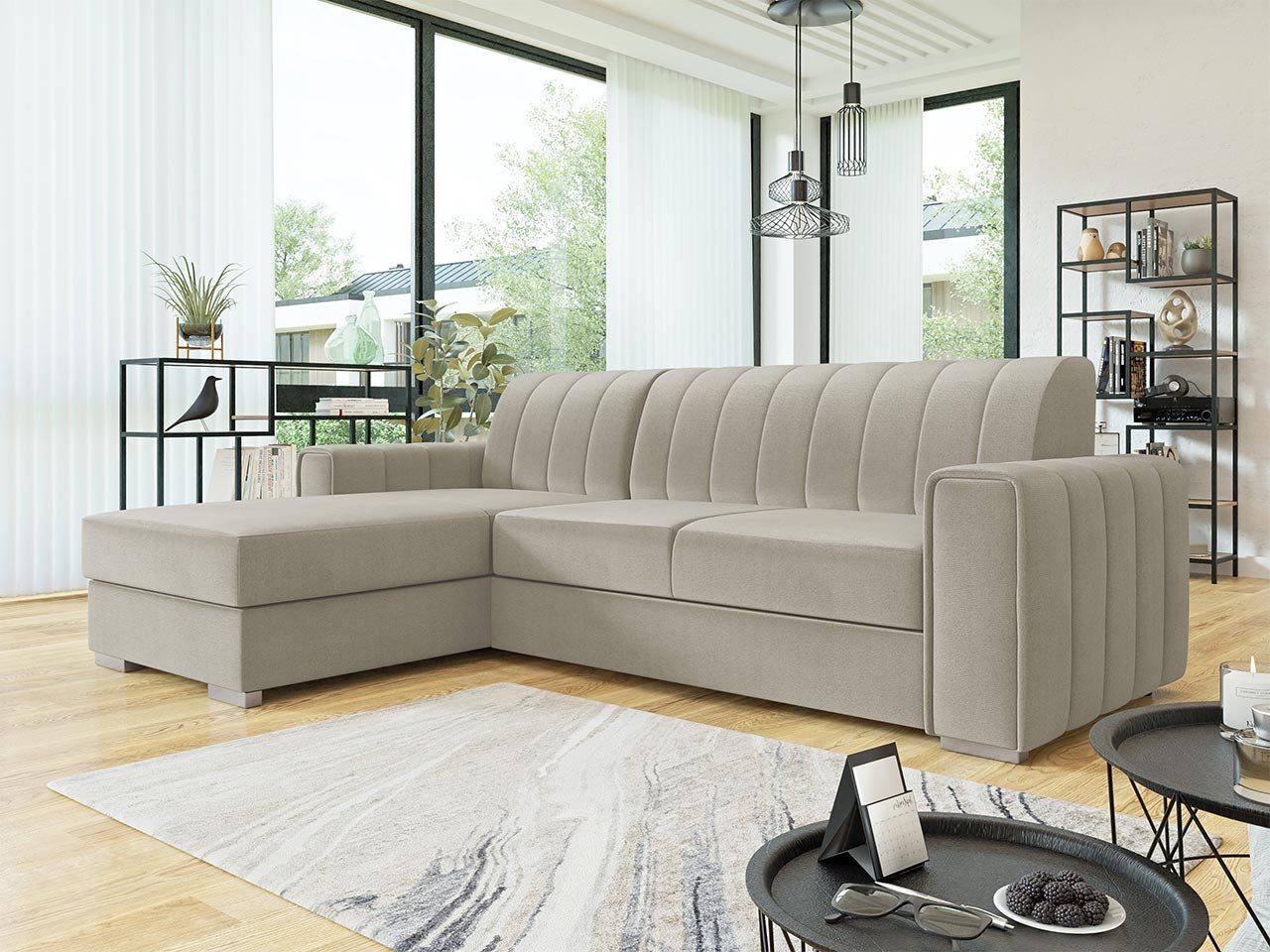 Kenzo, Schlaffunktion, Polsterecke, Couch Bettkasten Manila mit MIRJAN24 L-Form 02 Ecksofa und