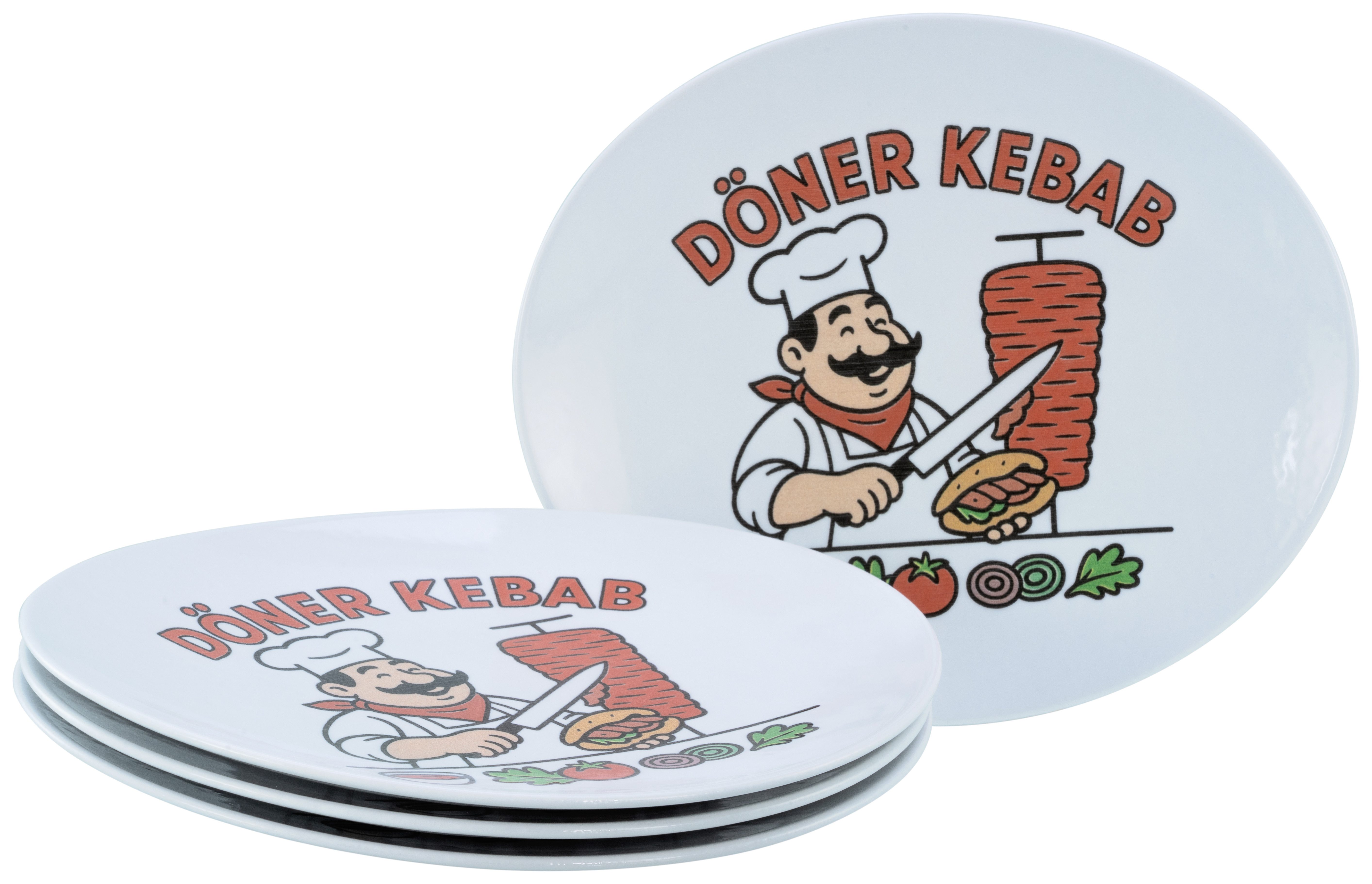 CreaTable Speiseteller Gourmet, Kebabteller 4-tlg., (4 St), Zeitlos, Hochwertiges Porzellan