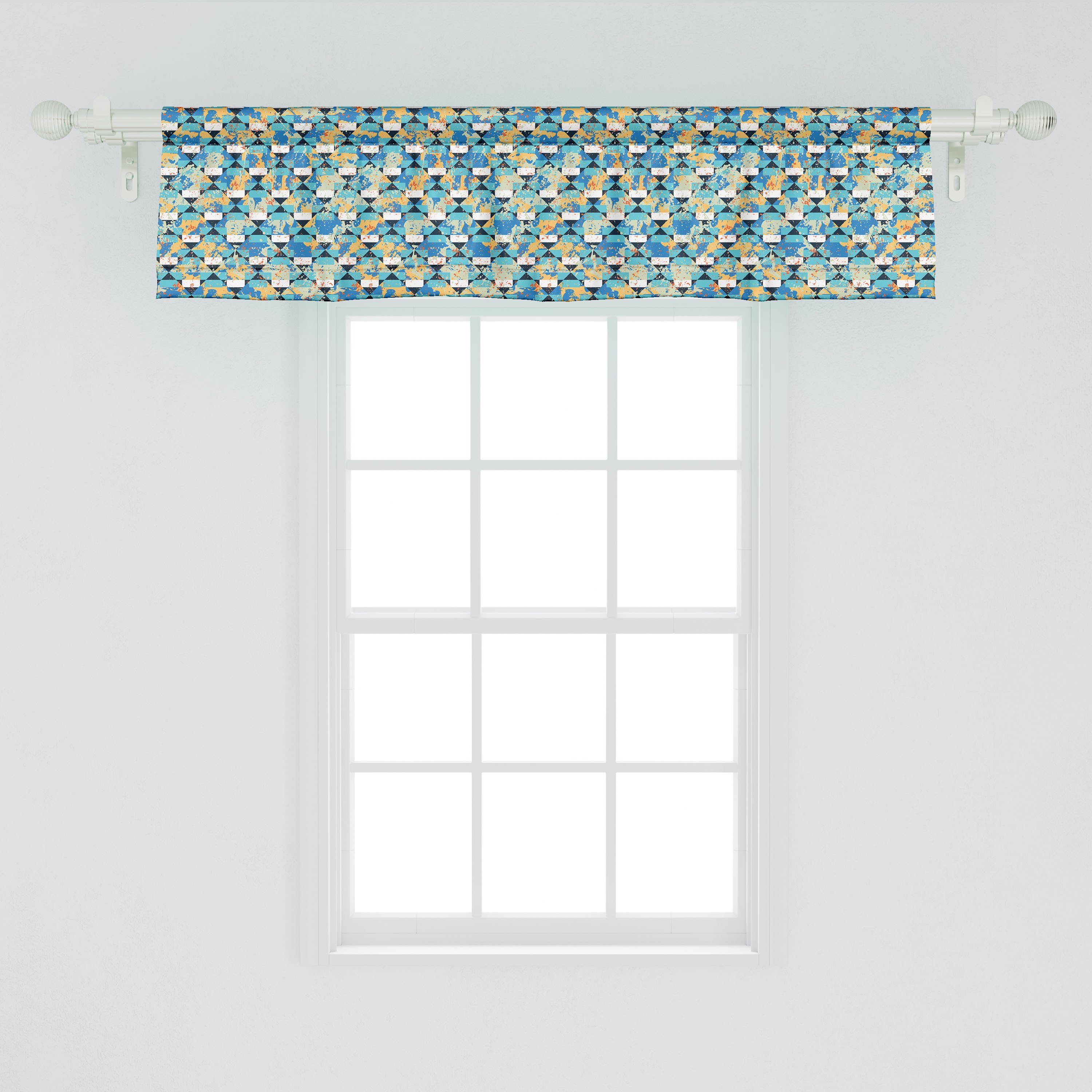Vorhang Grunge Abakuhaus, für Küche Schlafzimmer mit Panne Spritzer Dekor Stangentasche, Microfaser, Volant Scheibengardine Aquarell