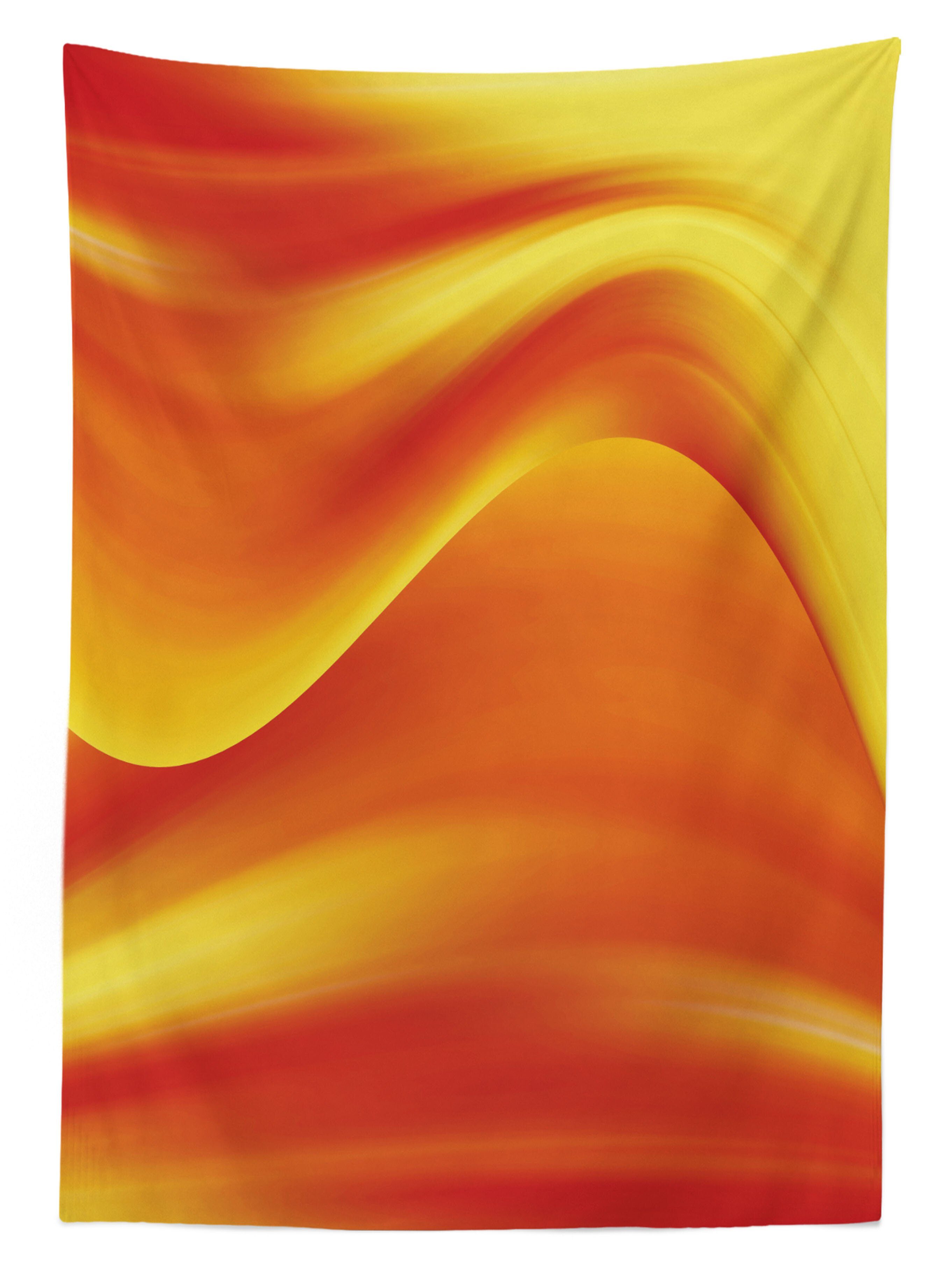 Farben, Waschbar Außen Bereich Orange Für den Farbfest Tischdecke Klare geeignet Digital-Wellen Abakuhaus Abstrakte