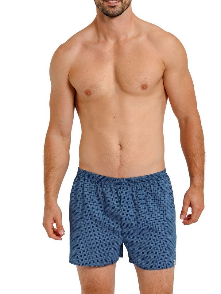 HAASIS Bodywear 1919 Boxershorts Herren Web-Boxer 77291951-navy/print ( Packung, 2-St., 2er Pack) Optimale Passform, pflegeleicht, formbeständig,  hautsympatisch