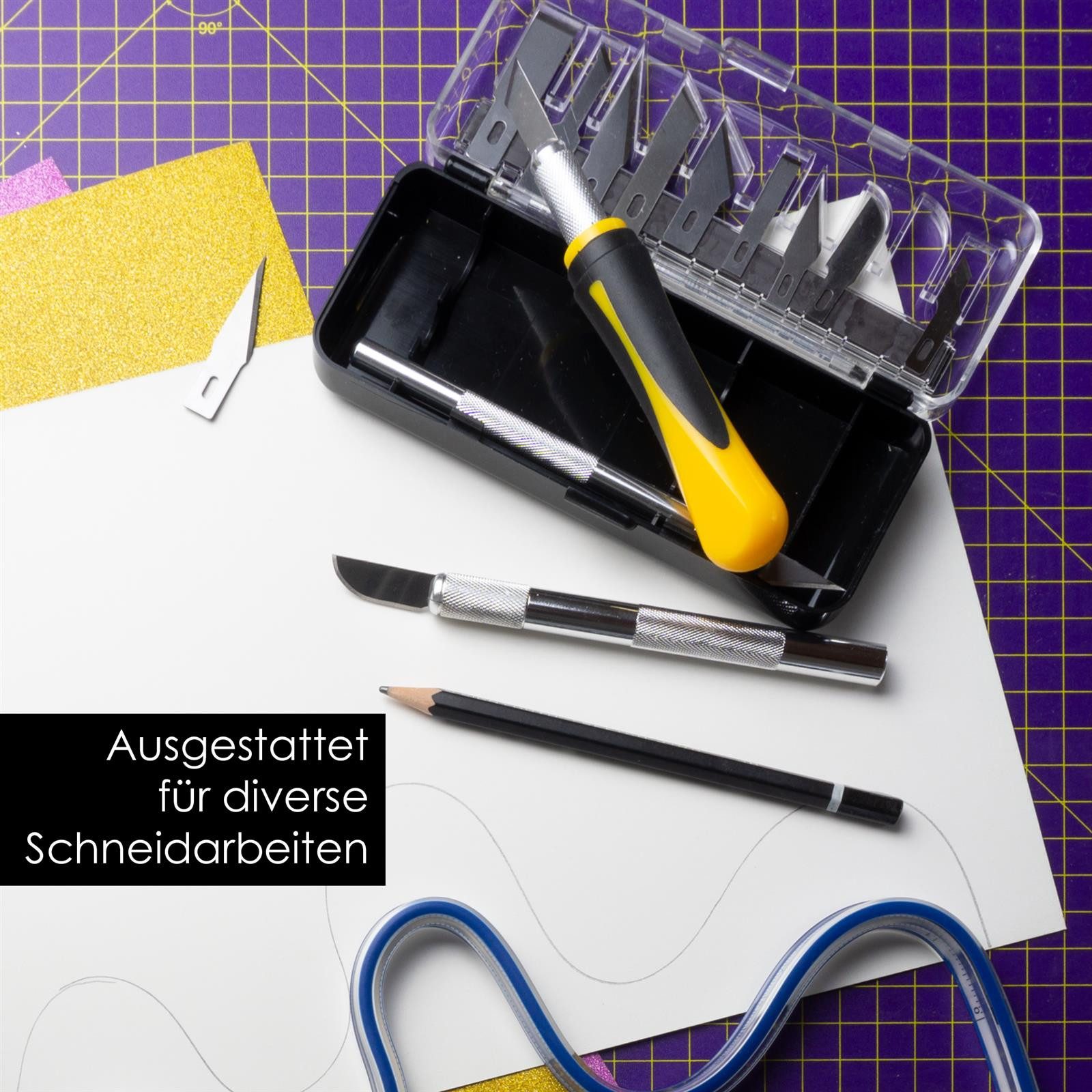 OfficeTree Bastelmesser Bastelmesser mit 3 Griffen und 13 Klingen, (Set, 16 St., 16-teilig)