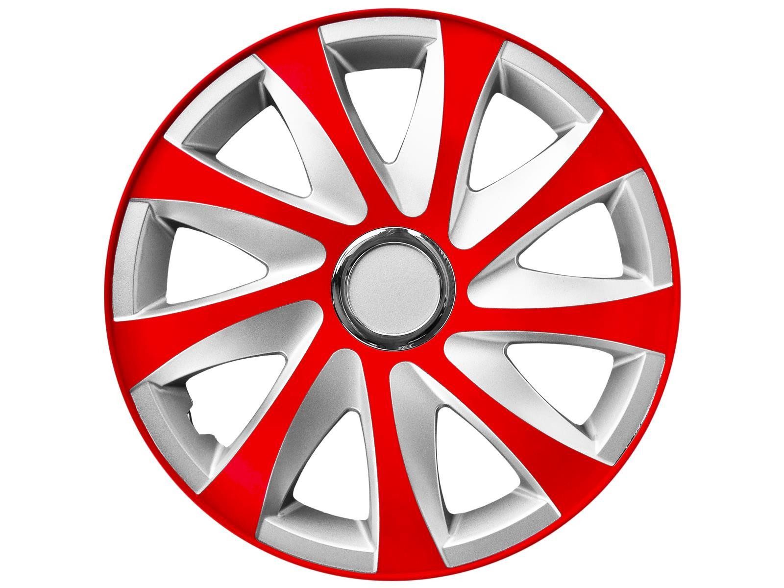 NRM Radkappe DRIFT Extra 14 Zoll in Rot/Silber, 14 in Zoll, (4-St) Radzierblenden für Zweifarbige Radkappen Satz 4er Set 14"