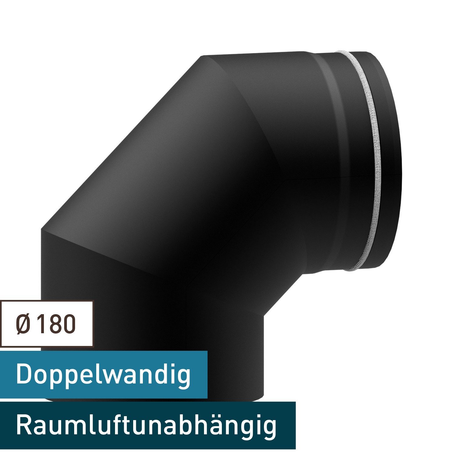 Raik Ofenrohr Raik Lifestyle DUO bogen 180mm schwarz 90° für Ofenrohr, Bogen