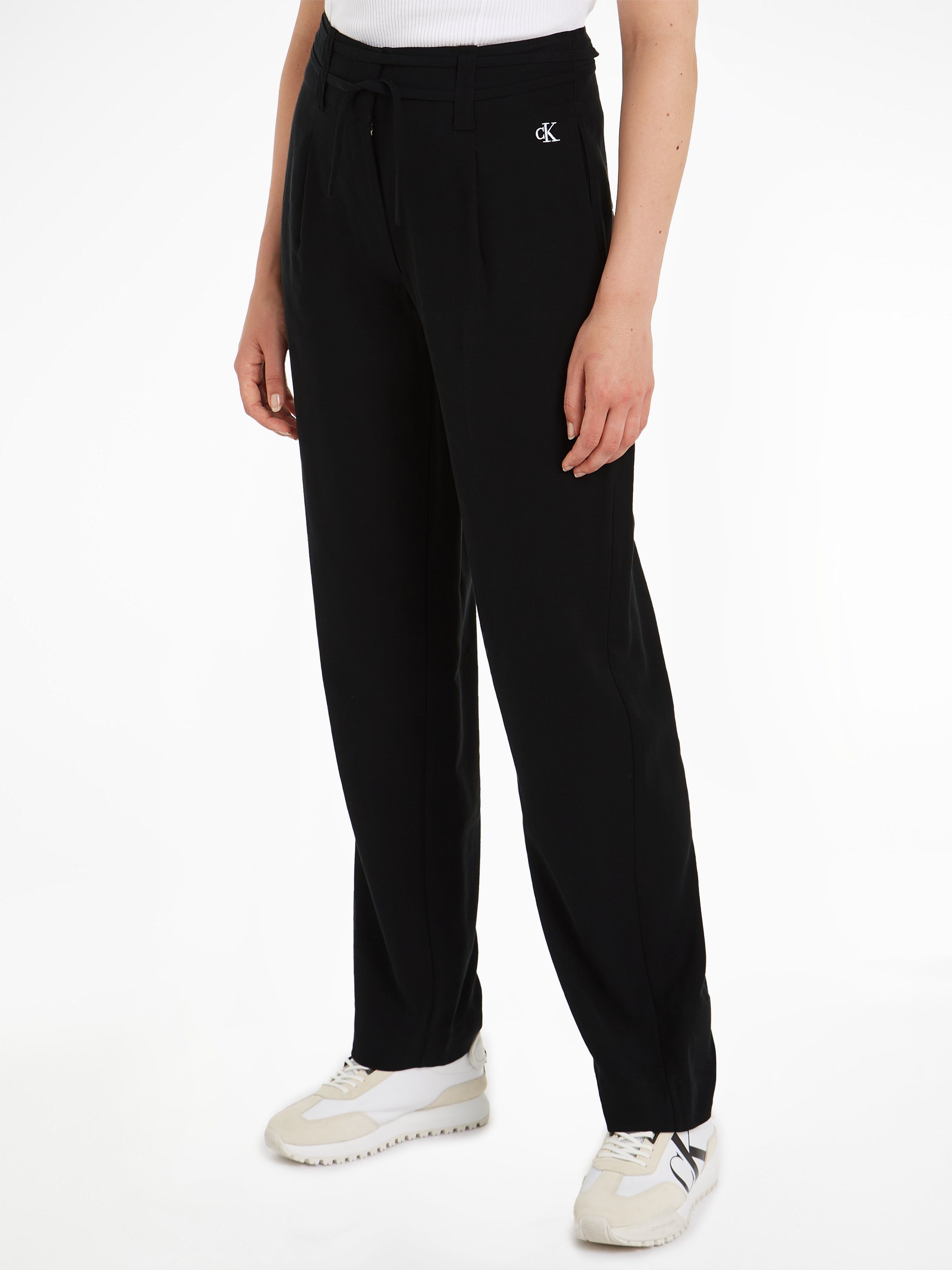 Calvin Klein Джинси Webhose WAIST TIES TAPERED TWILL PANT mit Logomarkenlabel