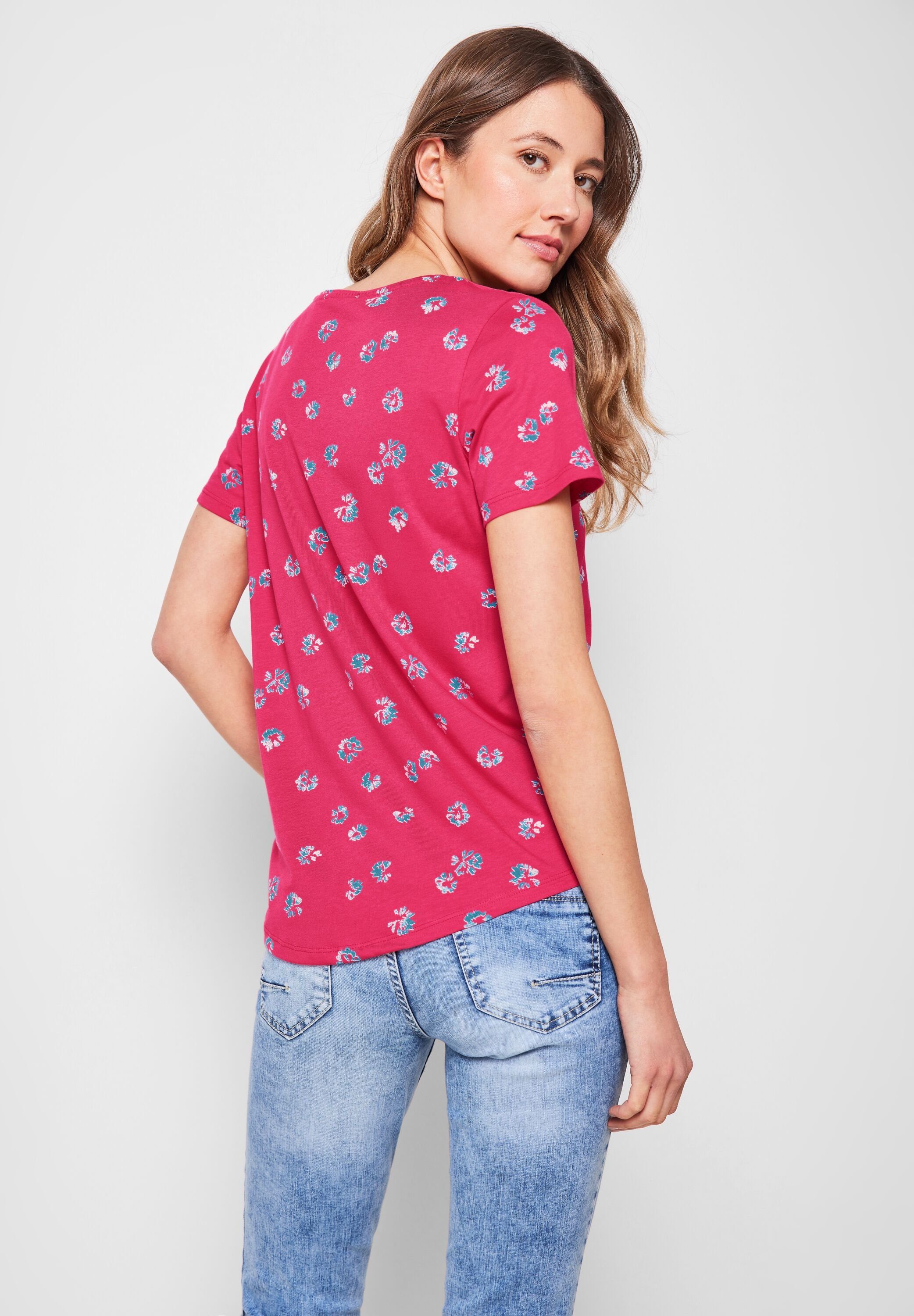 Cecil T-Shirt aus softem fresh Materialmix pink