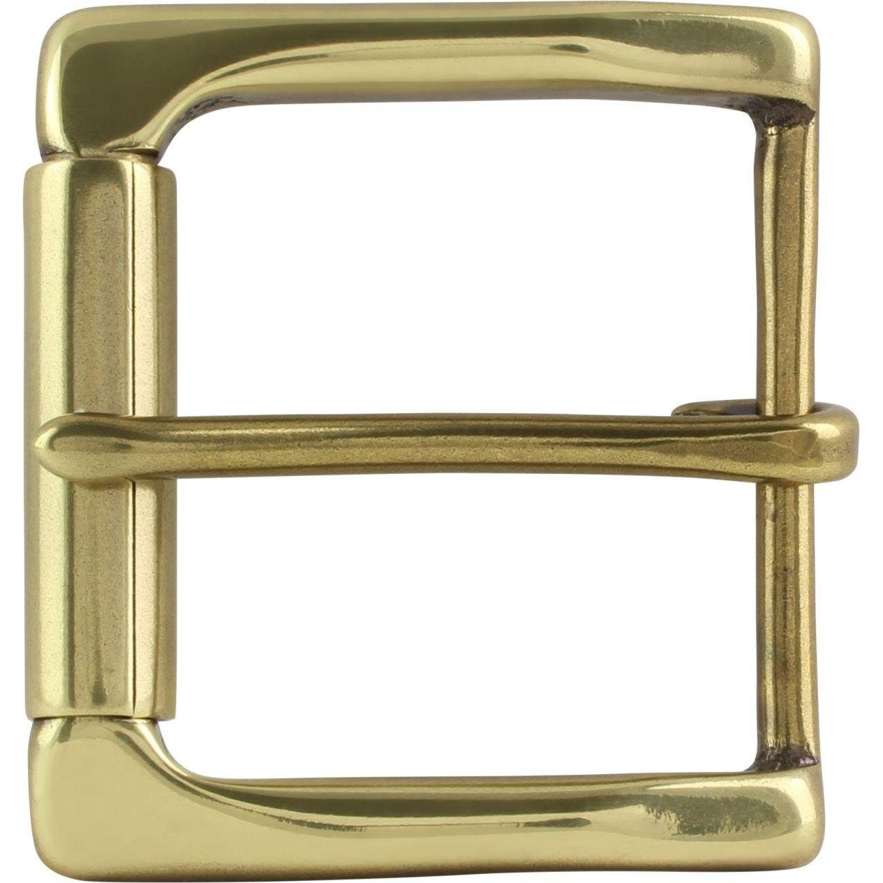 BELTINGER Gürtelschnalle mit Rolle aus massivem Messing 4,0 cm - Buckle Gürtelschließe 40mm Ede (1-St)