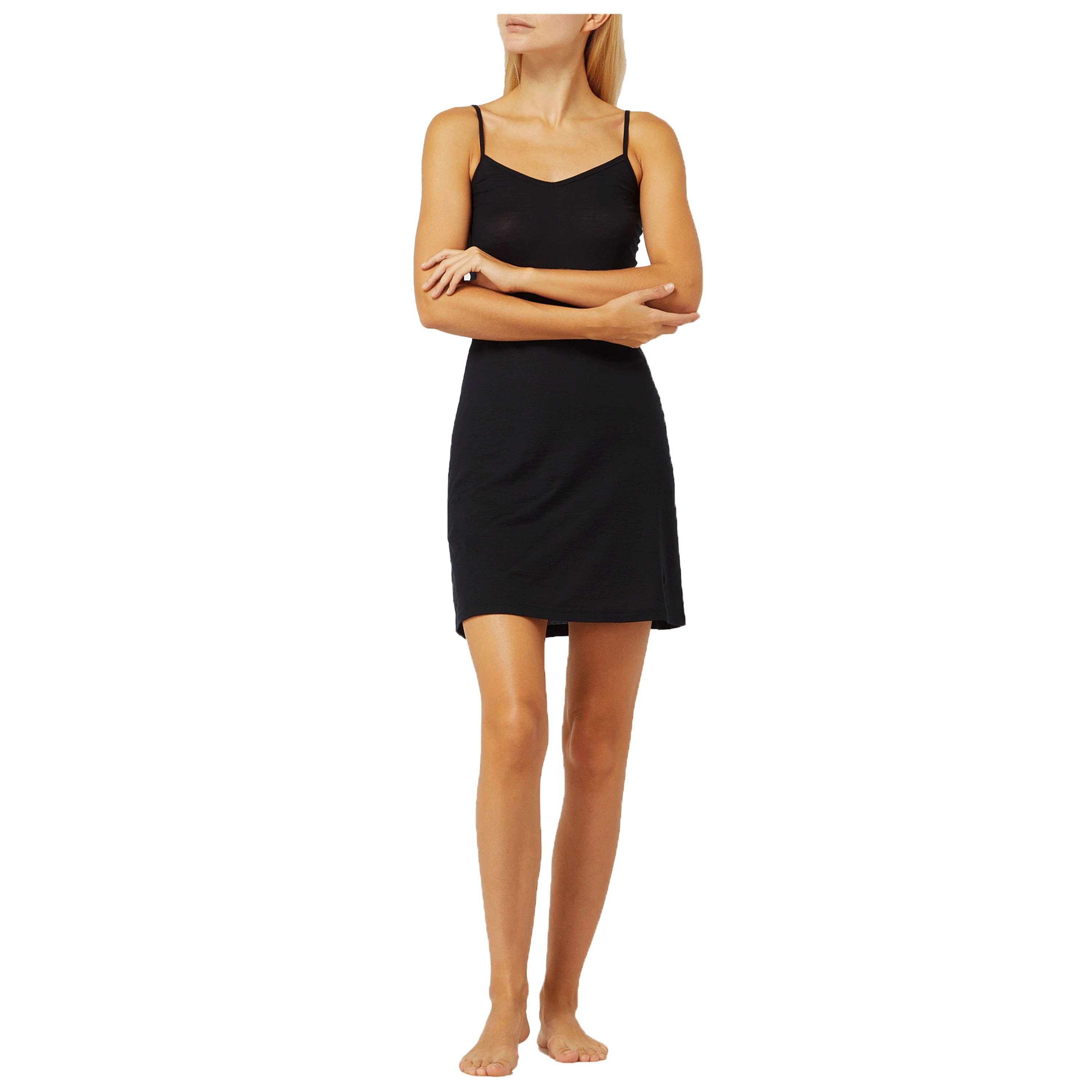 TEXEMP Unterkleid Damen Unterkleid Unterrock Mini Nachtkleid Spaghettiträger Unterwäsche (1-tlg) Bambus Viskose Schwarz