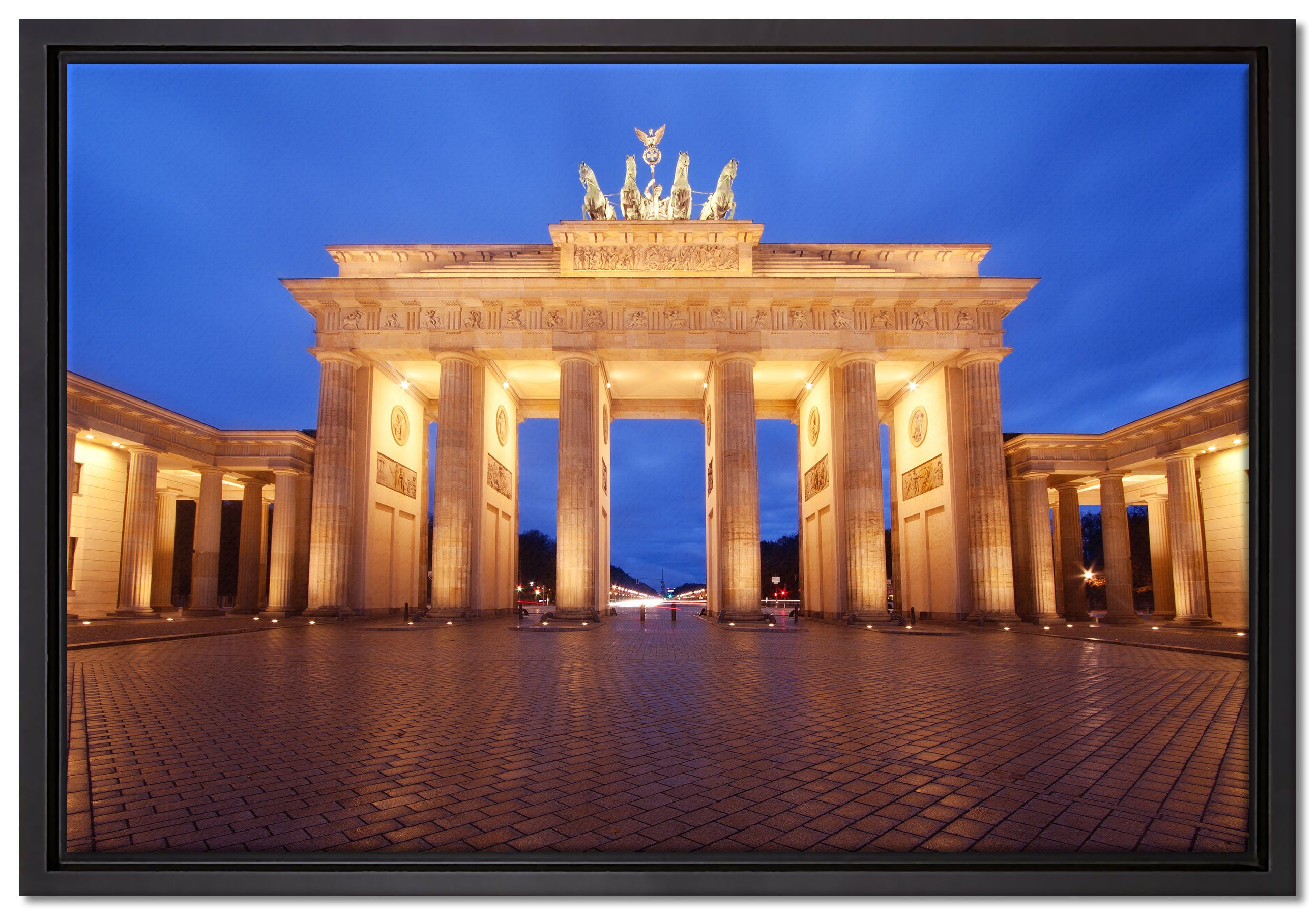 Pixxprint Leinwandbild Brandenburger Tor, Wanddekoration (1 St), Leinwandbild fertig bespannt, in einem Schattenfugen-Bilderrahmen gefasst, inkl. Zackenaufhänger