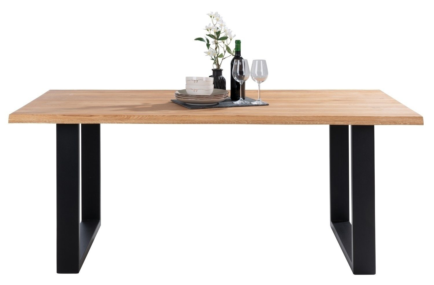 LIV'IN Esstisch MODENA, Eiche massiv, Metallgestell, B 180 x T 100 cm