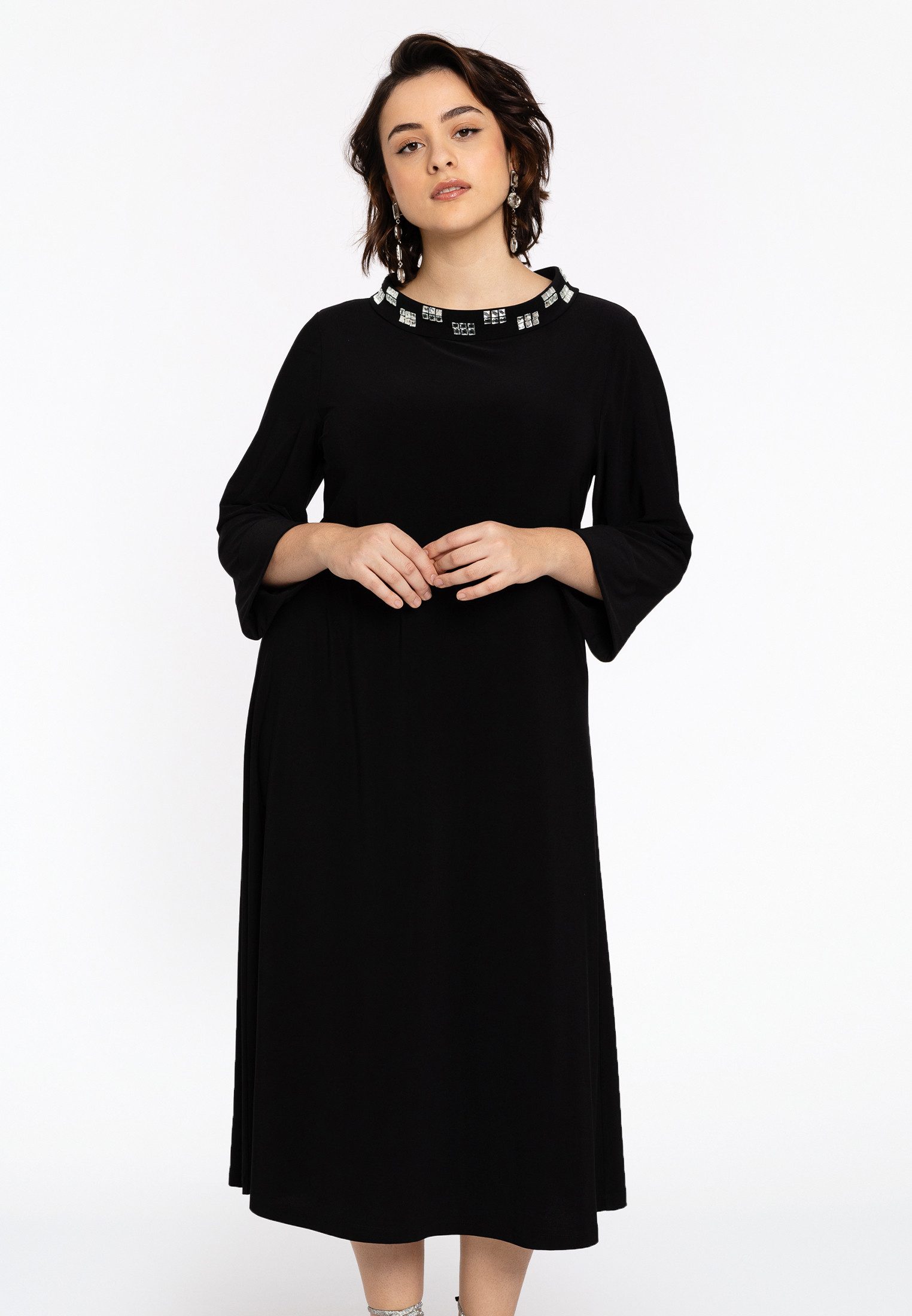 YOEK Midikleid Damen Kleid mit Langarm mit langen Ärmeln