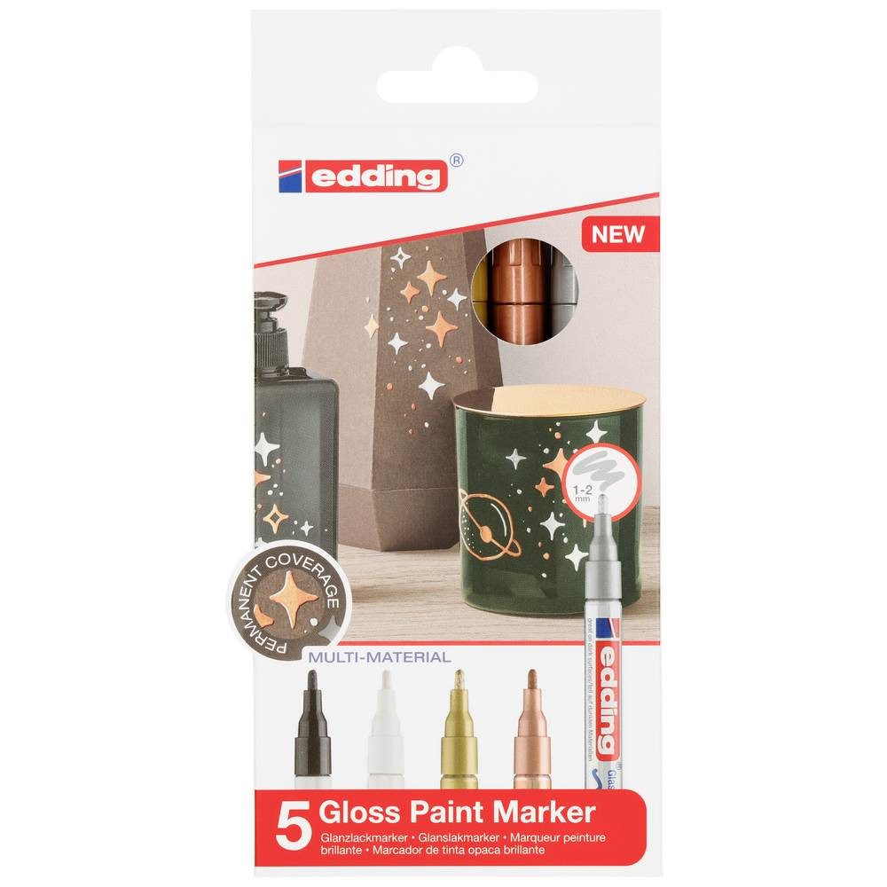 edding Lackmarker 751 Glanzlackmarker -, gold,kupfer - 5er Set Lackmarker 4-751-5-999