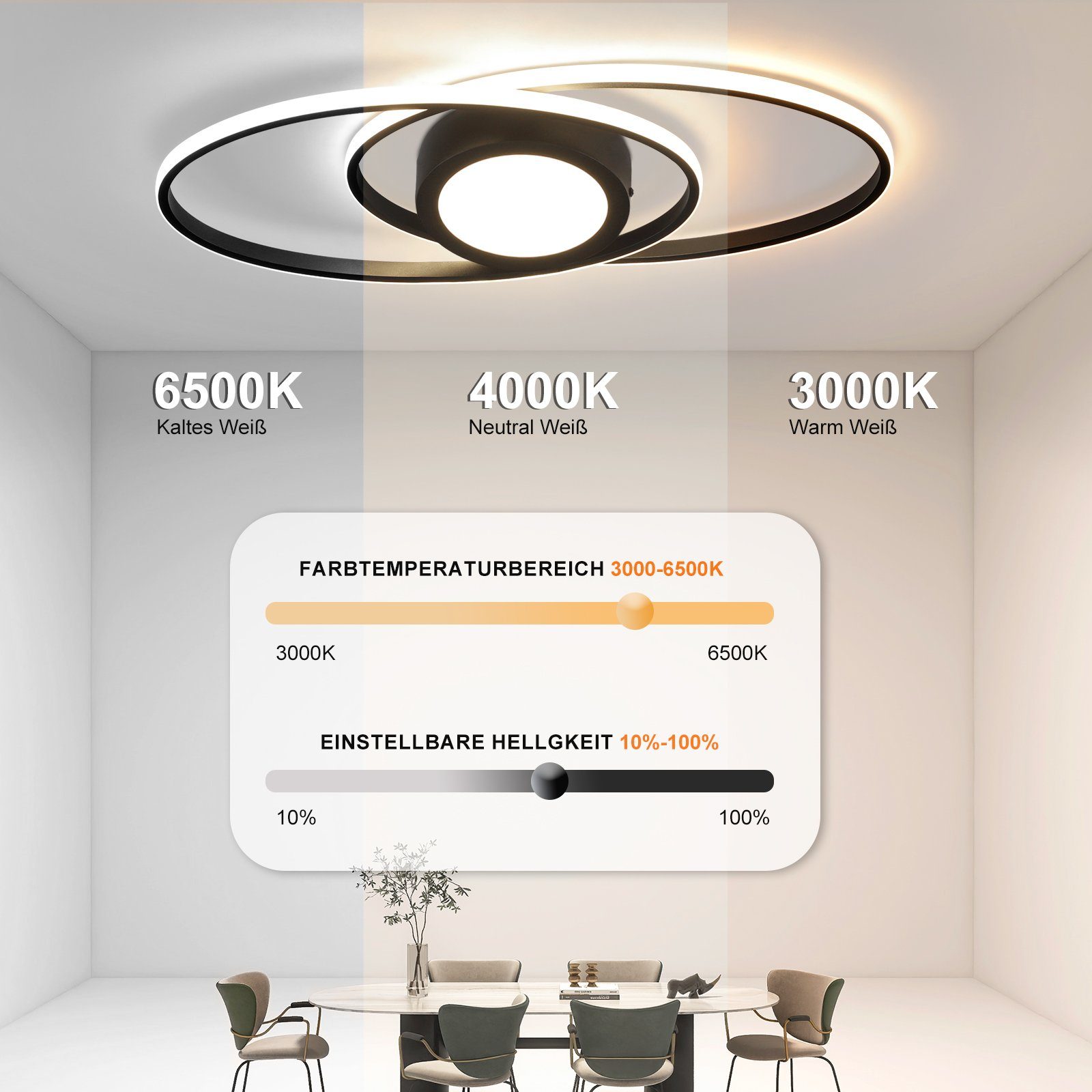 ZMH LED Deckenleuchte Wohnzimmer Deckenlampe Dimmbar günstig online kaufen