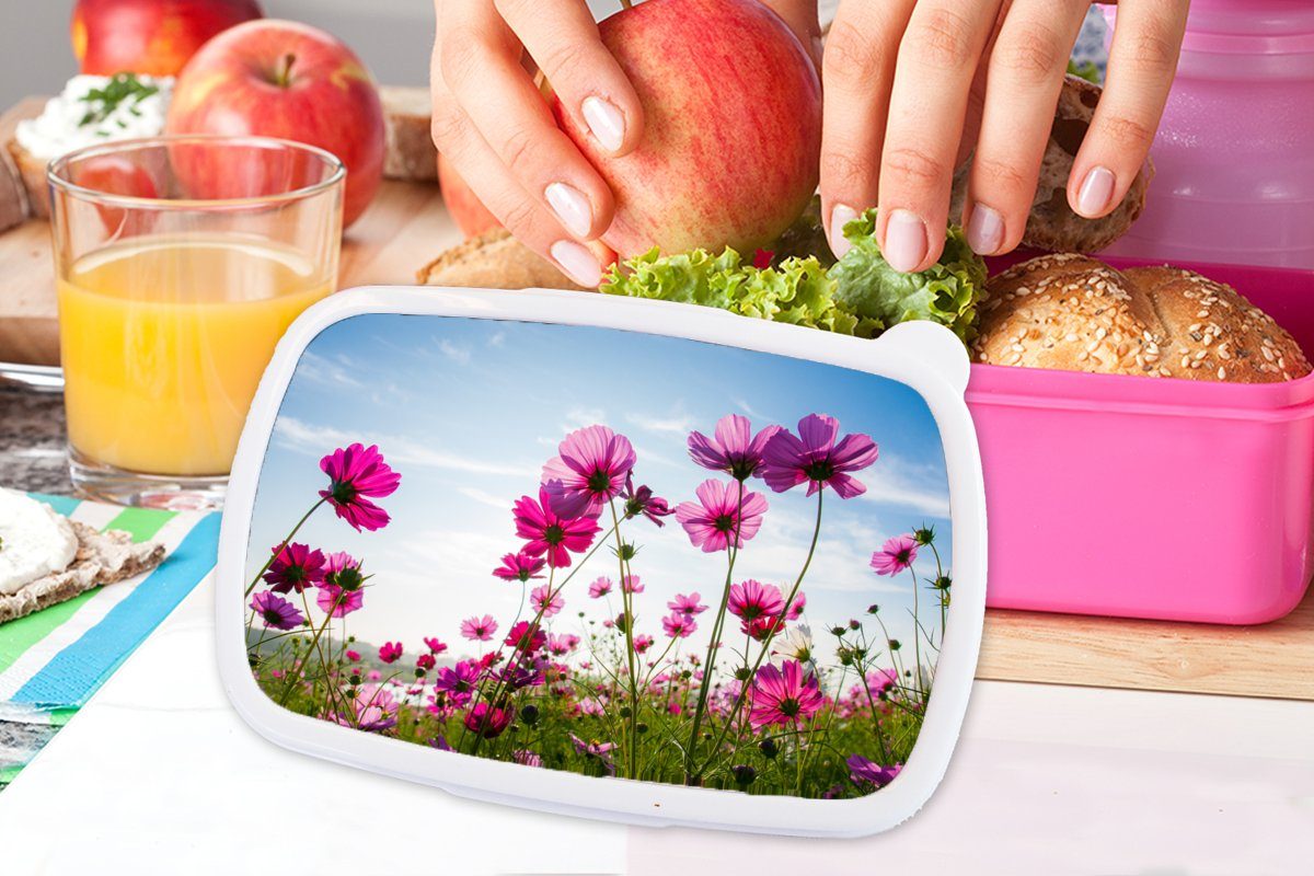 Lunchbox Mädchen, Kunststoff Rosa Kunststoff, Kinder, Cosmea, Snackbox, Brotdose Brotbox für - (2-tlg), MuchoWow Blumen - Erwachsene,