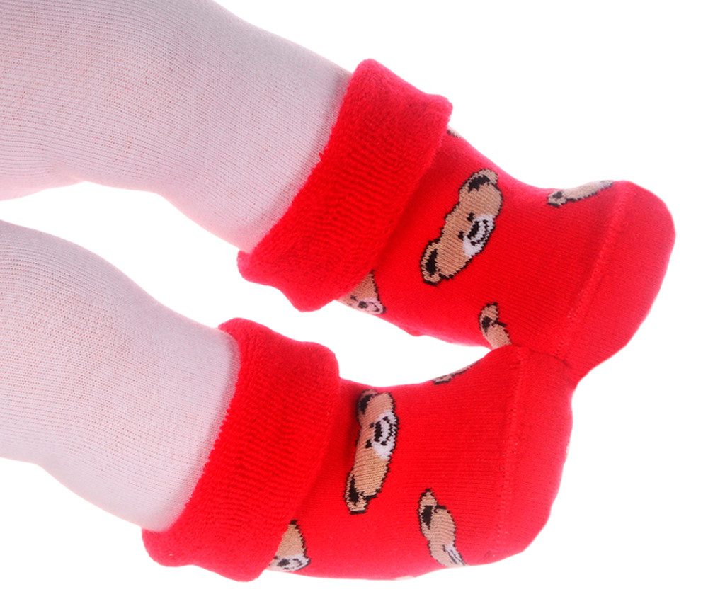 La Bortini Socken Baby Socken weihnachtliche Thermosocken Frottee socks mit ABS Erstlingssocken 17-19, genoppte Sohle