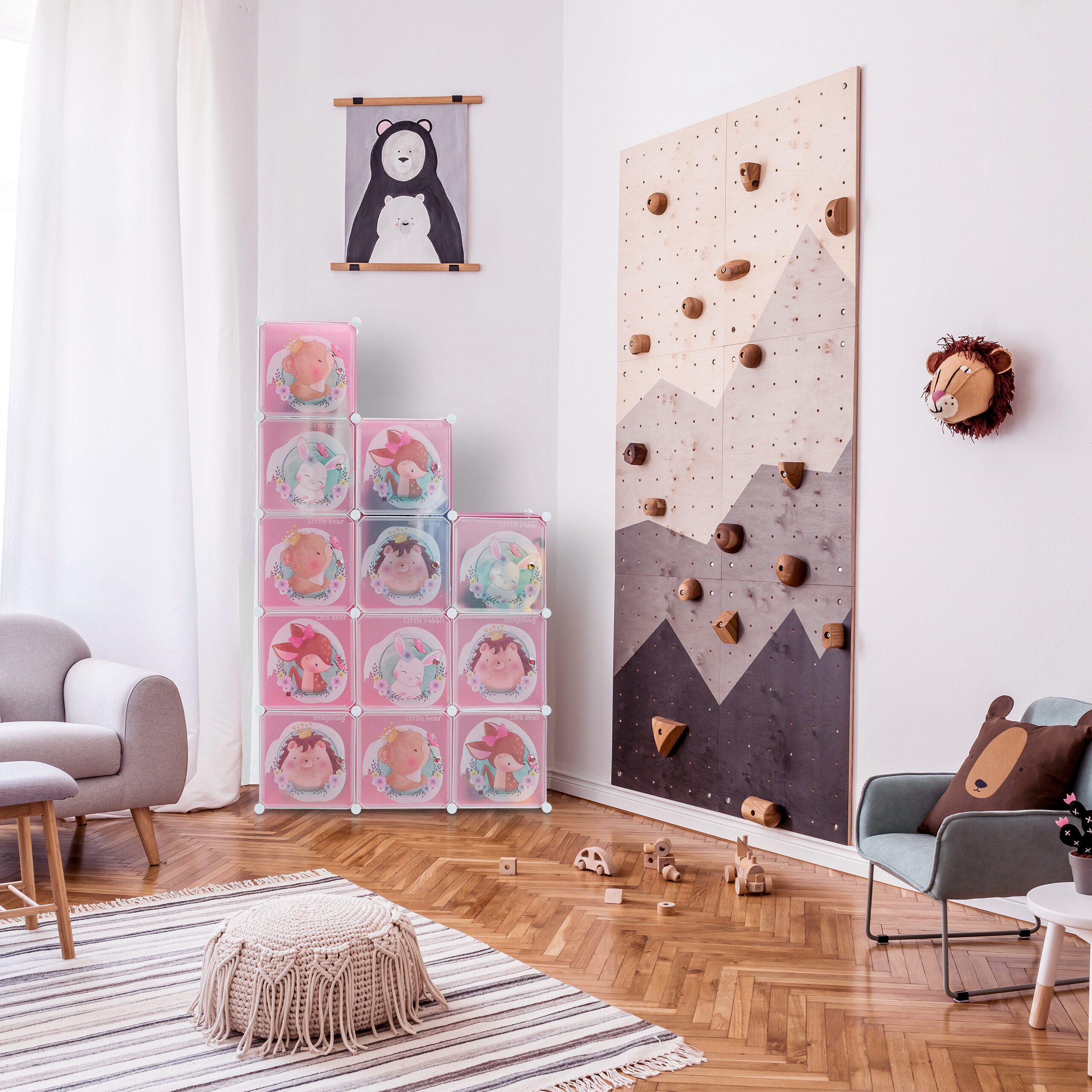 relaxdays Steckregal Kinder Steckregal mit Kleiderstangen