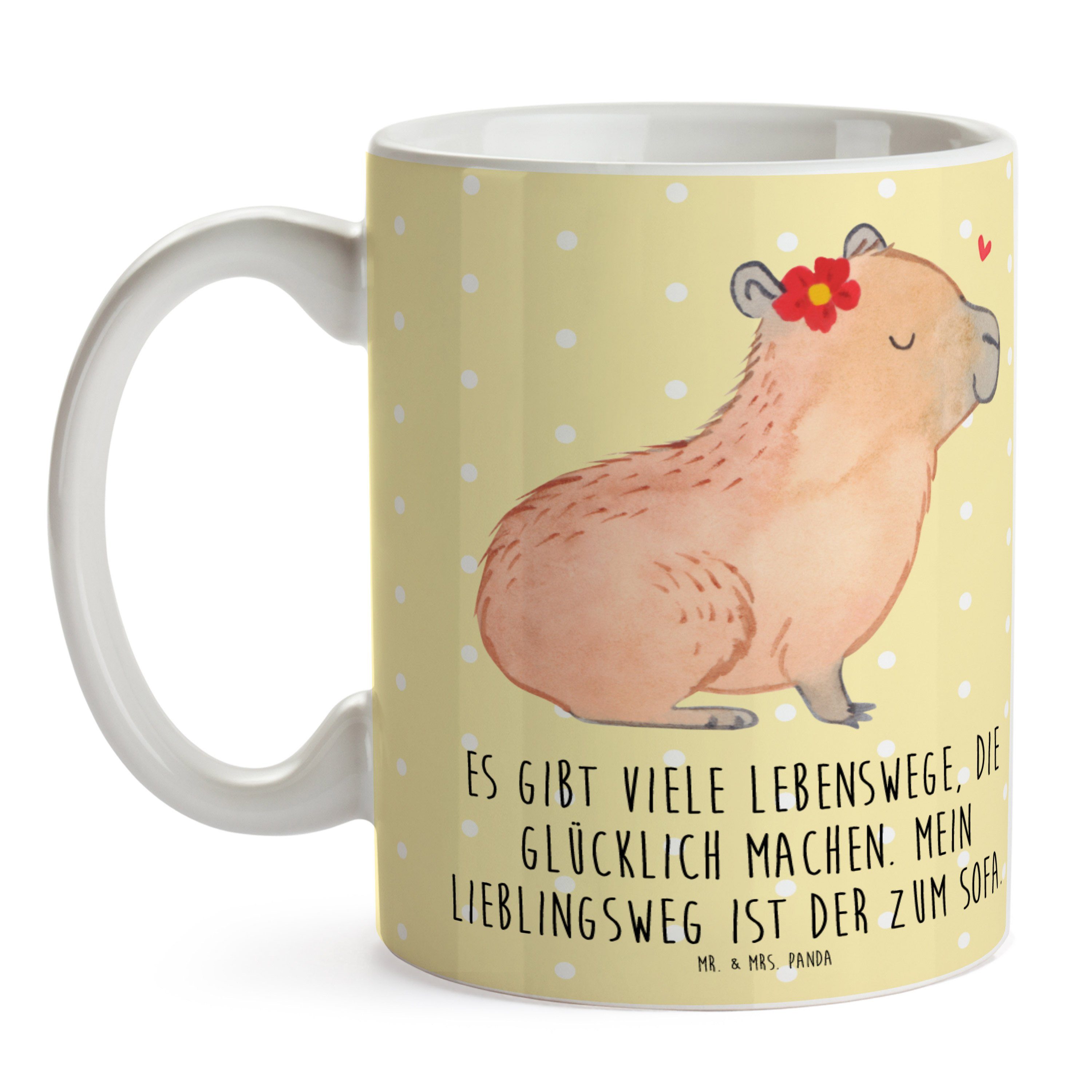 Mrs. - Tasse Capybara Keramik Teetasse, - Blume Gelb Mr. Laune, Panda Pastell Tiere, Geschenk, & Gute