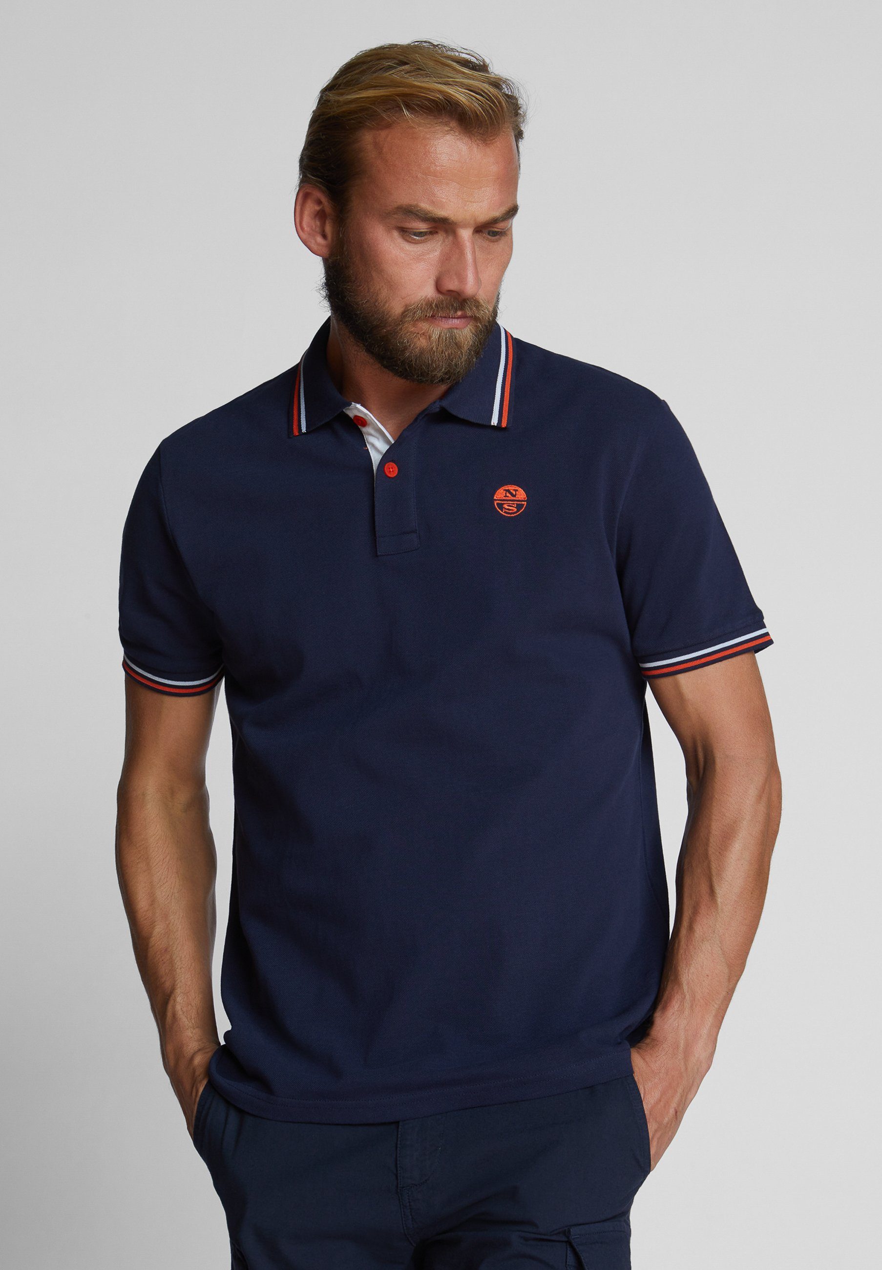 Kontrastbesatz MARINEBLAU North Sails Polo mit Poloshirt