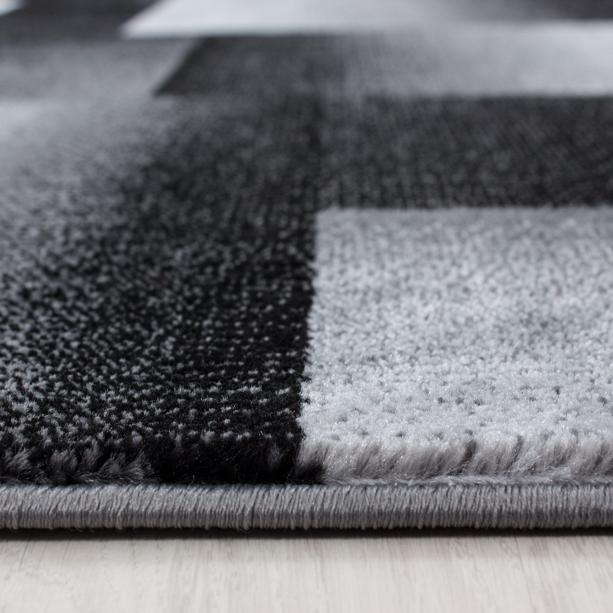 Carpettex Kurzflor-Bettumrandung Abstrakt Kariert Design, Höhe günstig online kaufen