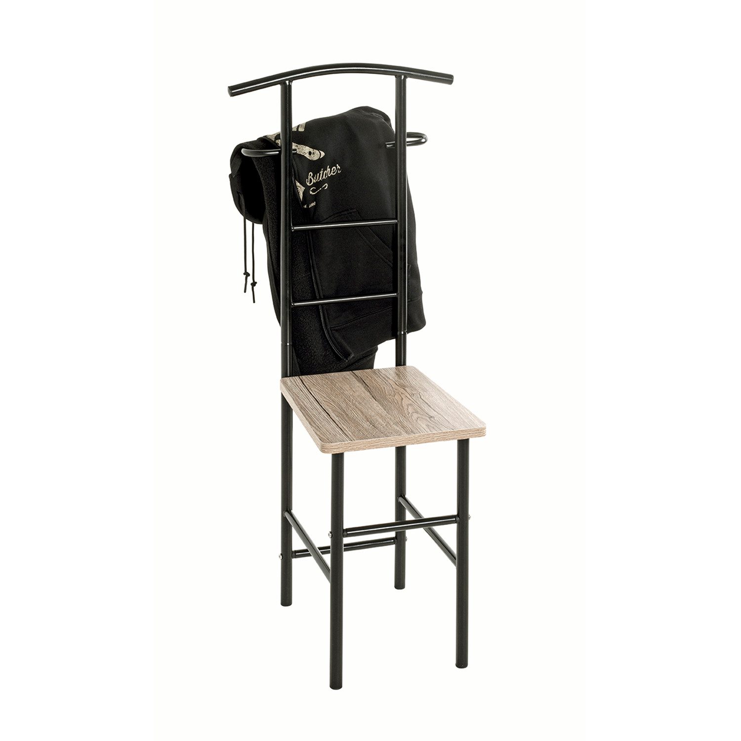 HAKU Herrendiener Herrendiener schwarz - Kleiderständer, Metall - B 46xH 109xT 46 cm, (1xHerrendiener, Stummer Diener - Herrenständer), Herrendiener aus Metall, Anziehstuhl, Stiller Diener, Stummer Diener