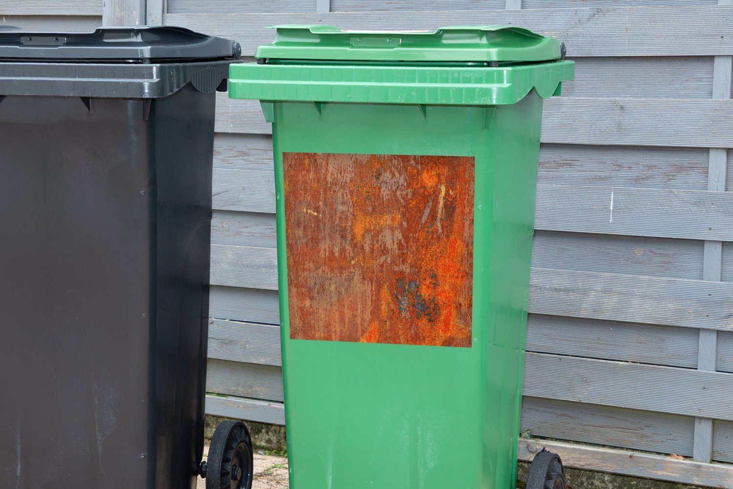 Stahl MuchoWow Abfalbehälter Container, St), (1 - - Mülleimer-aufkleber, Wandsticker Rost Industriell Sticker, Mülltonne,