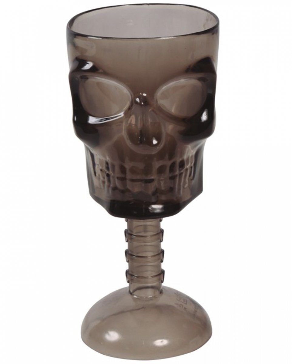 Dekoobjekt Totenkopf Kelch mit Skelettwirbelsäule als Hallowe