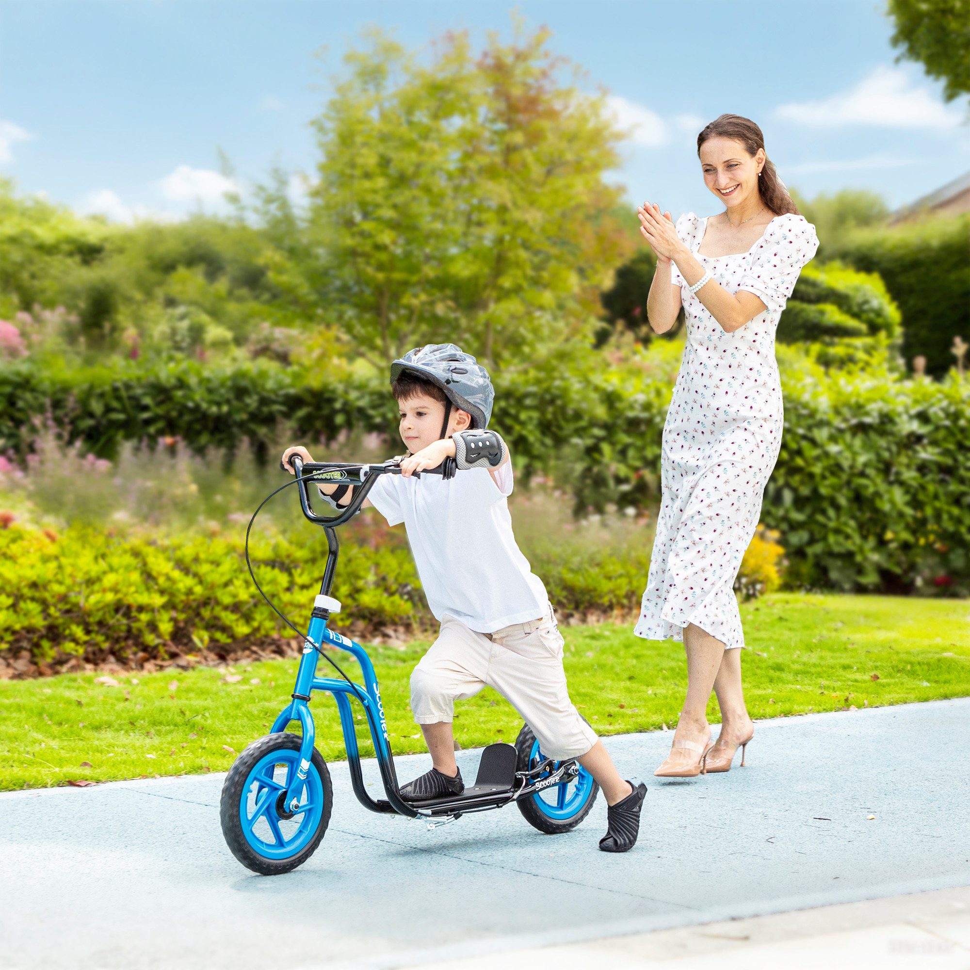 AIYAPLAY Cityroller mit verstellbarem Lenker, Hinterradbremse, (Kinderroller, 1 tlg., Tretroller), für Kinder im Alter von 5-12 Jahren, Blau