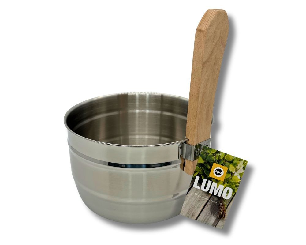 Finnsa® GmbH Aufgusstopf Edelstahl Sauna-Kübel mit Griffdaube aus Holz 4,5 l