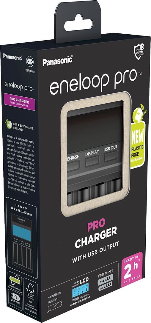 eneloop Akku Ladegerät Charger eneloop Pro Charger für 4 AA / AAA und USB Out Universal-Ladegerät