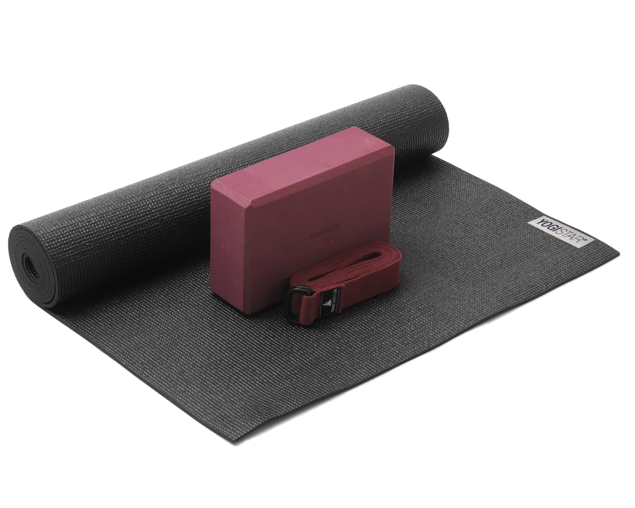 Yogistar Yogamatte Yoga-Set kick it - one (Yogamatte + Yogablock + Yogagurt) (Yogamatte, Yogablock, Yogagurt, 3-St., Yogamatte, Yogablock, Yogagurt), Yoga-Set: rutschfeste Matte, stabiler Block, vielseitiger Gurt