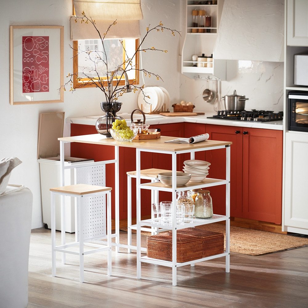 SoBuy Essgruppe OGT51, 3-teilig, Esstisch mit 2 Barhochern, Bartisch-Set, E günstig online kaufen