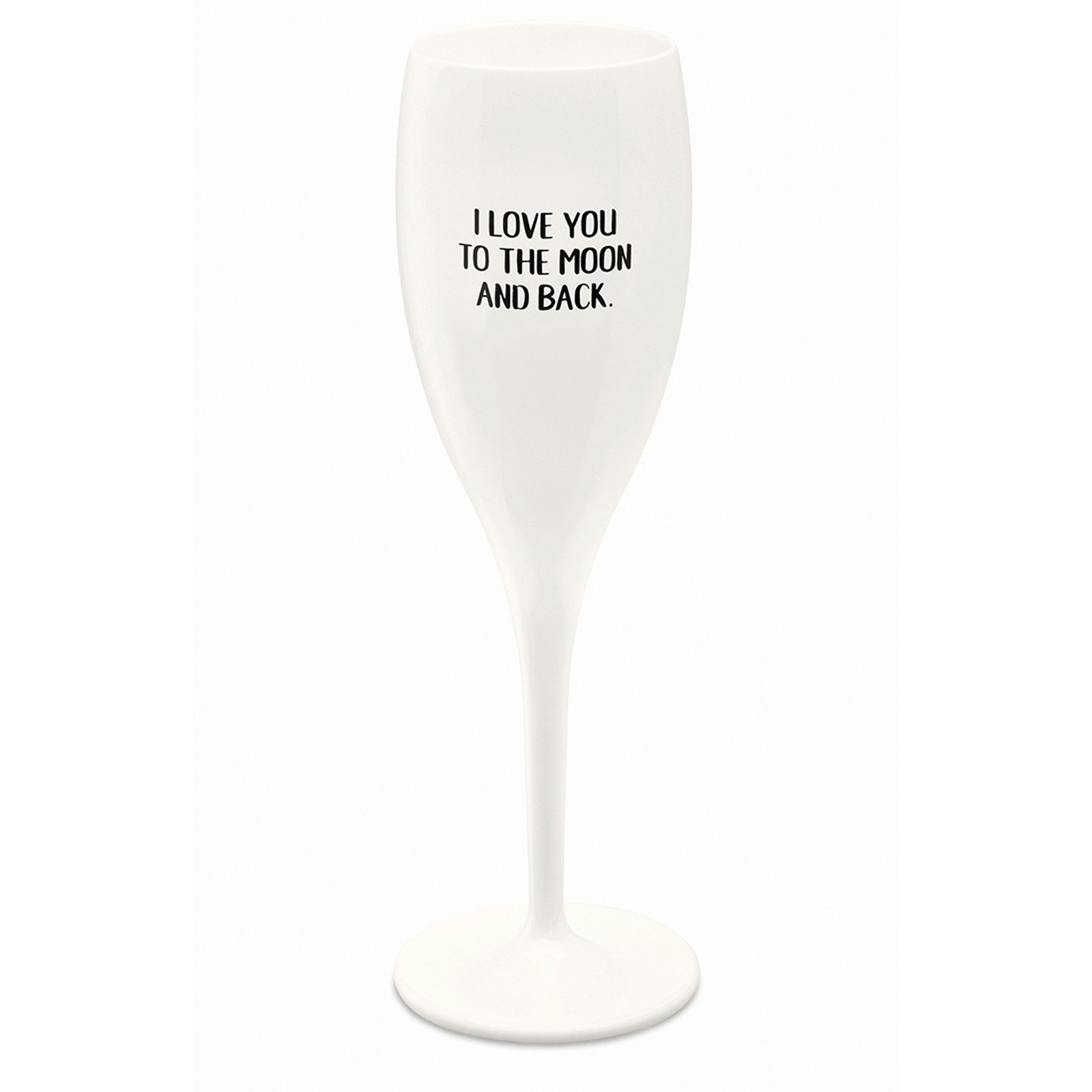 KOZIOL Sektglas Sektglas 100 ml mit Druck, 1-tlg., Kunststoff, Stielglas aus Kunststoff