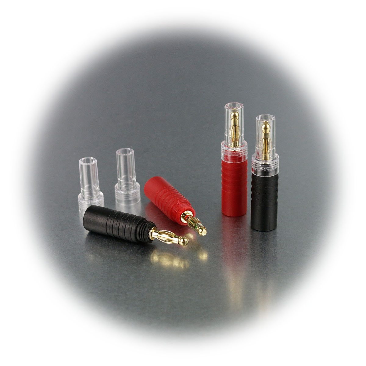 Dynavox Rundstecker Bananenstecker Set High-End, 2x rot und 2x schwarz