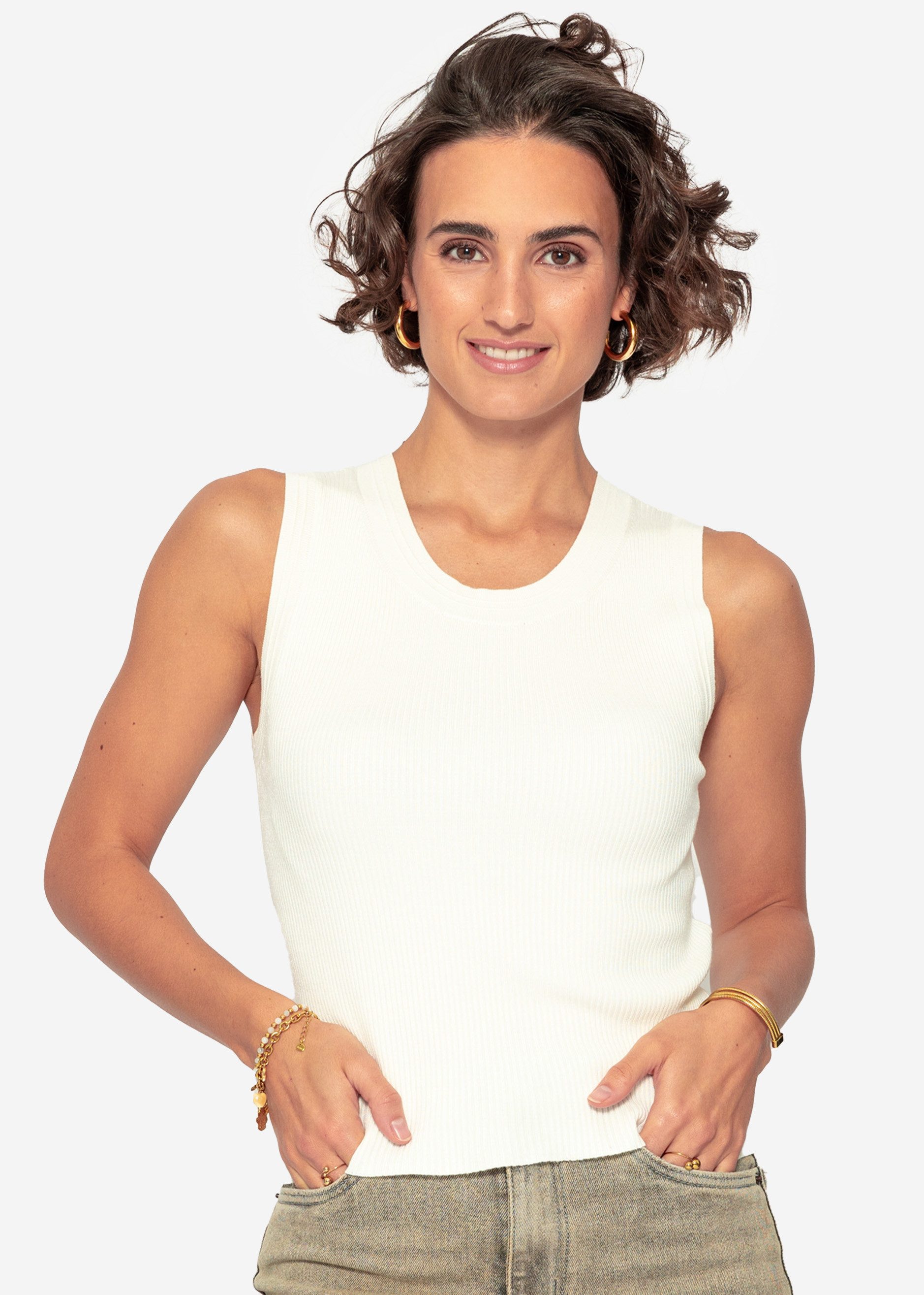 SASSYCLASSY T-Shirt Strick-Top Damen mit Rundhalsausschnitt günstig online kaufen