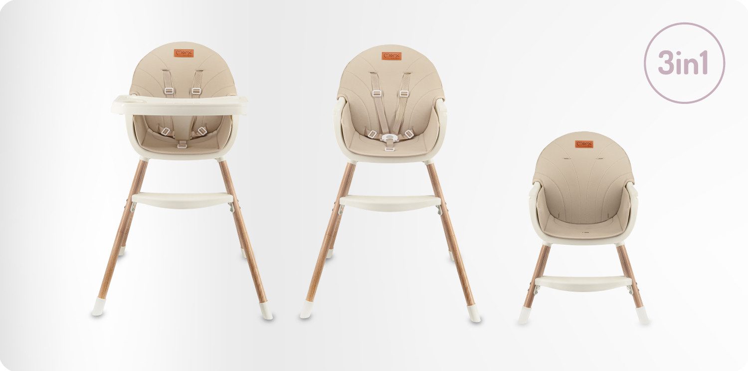 MoMi Kinderstuhl Reki, 2in1 Hochstuhl mit 5-Punkt-Gurt bis 20 kg