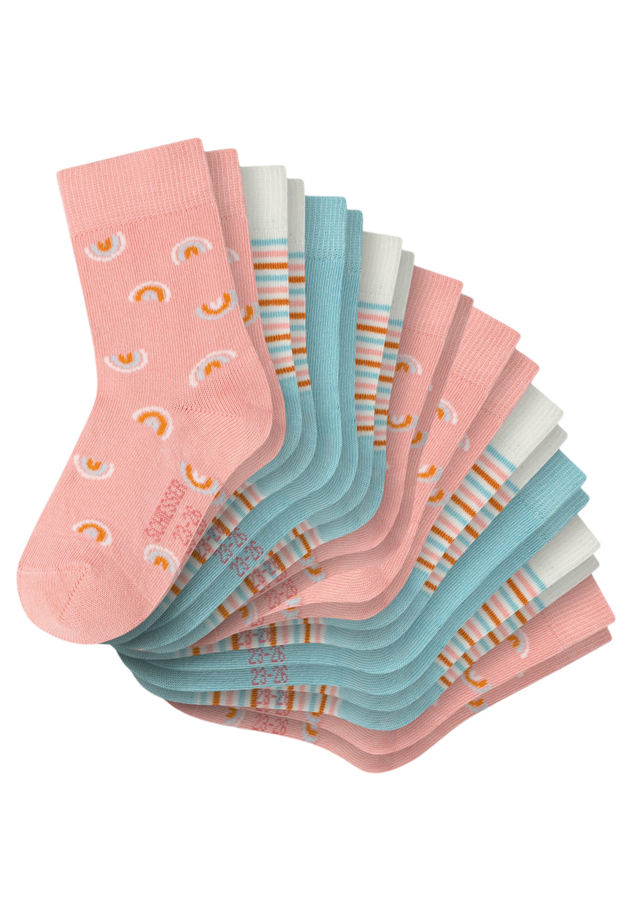 Schiesser Langsocken 10er Pack Basic (Spar-Set, 10-Paar) Socken - Baumwolle - Atmungsaktiv - Verspielte Muster und Farben
